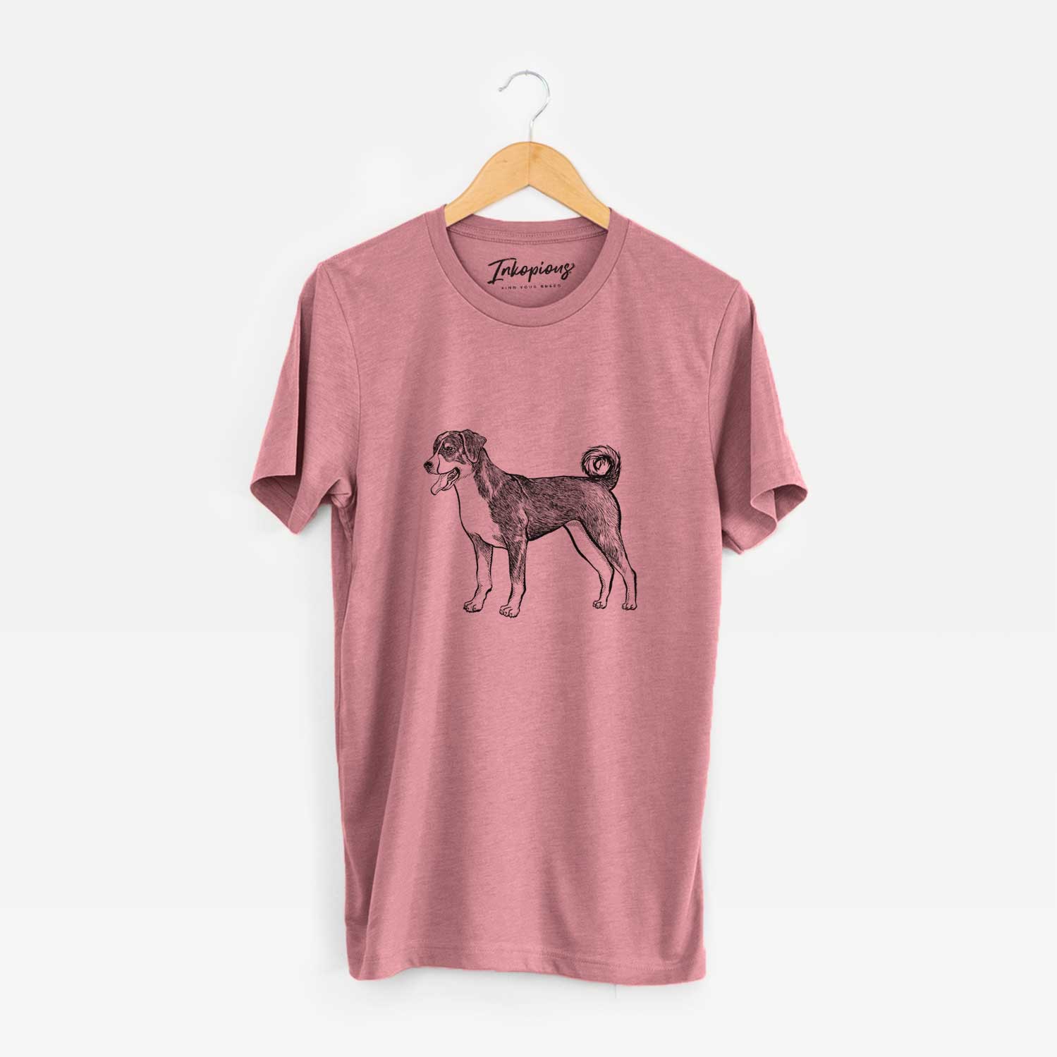 Full-body sketch of an Appenzeller Sennenhunde on a Mauve Unisex crewneck
