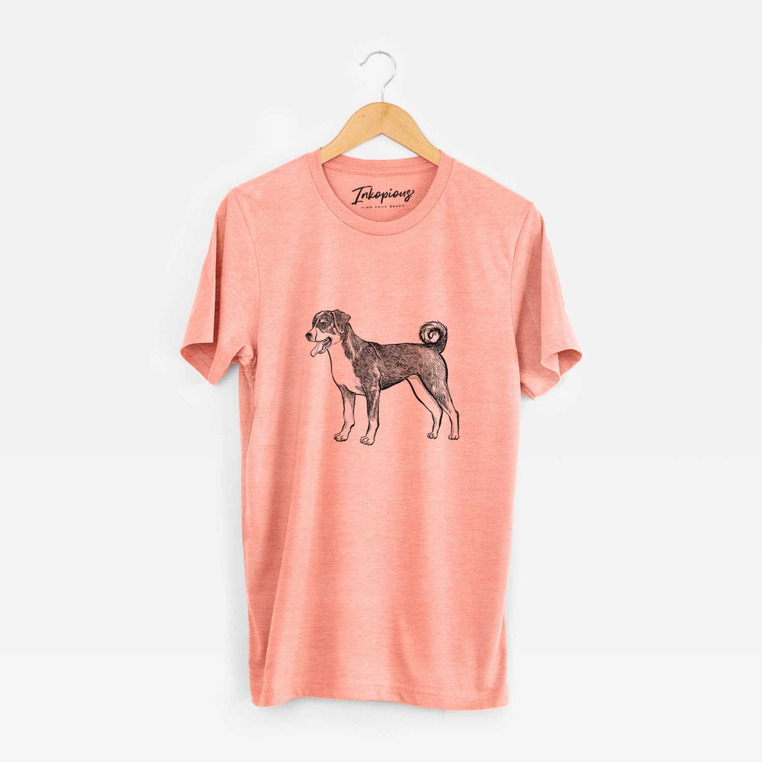 Full-body sketch of an Appenzeller Sennenhunde on a Sunset Unisex crewneck