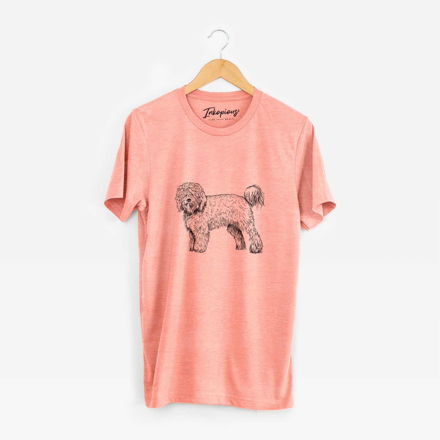 Full-body sketch of a Barbet on a Sunset Unisex crewneck