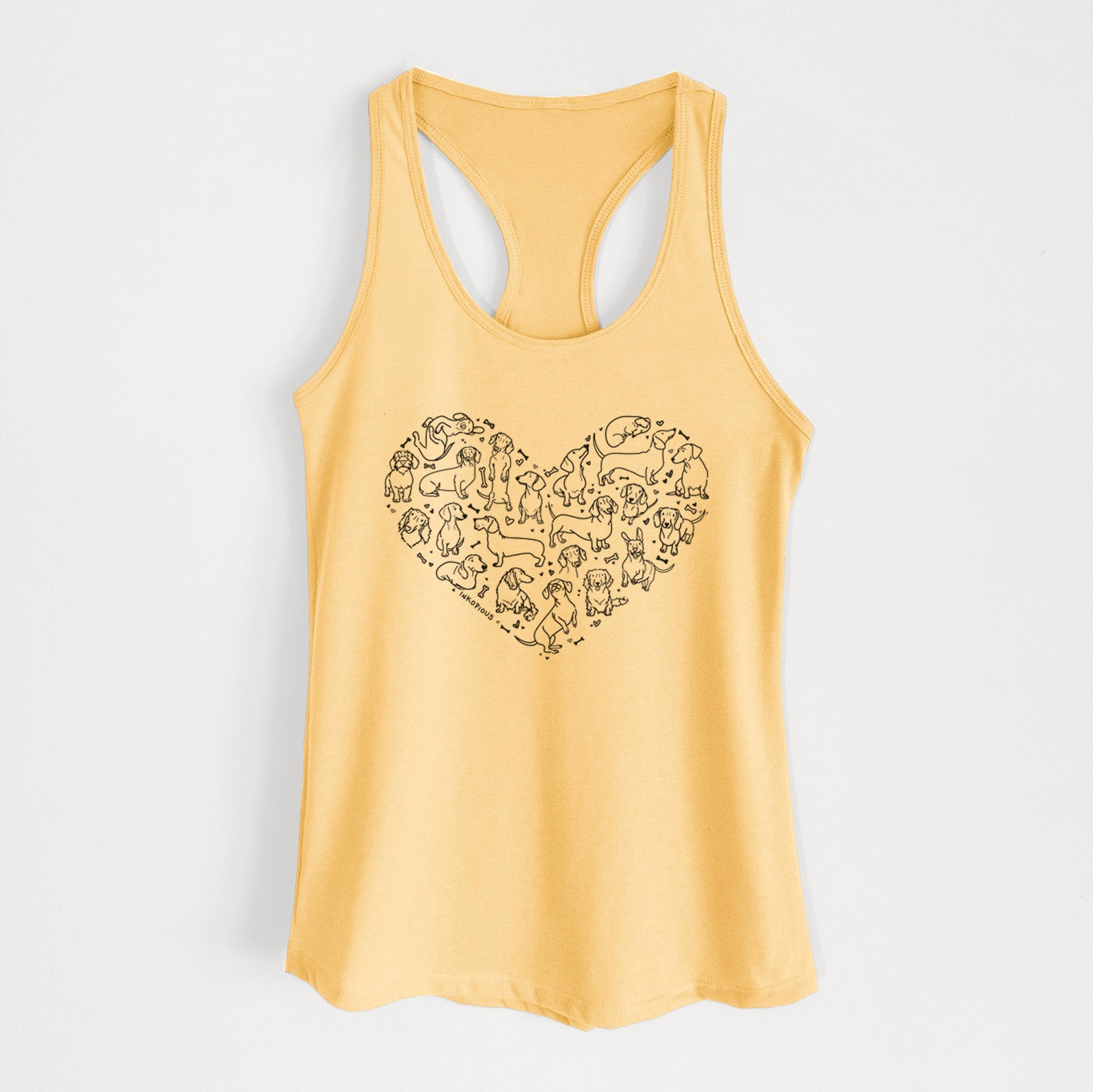'Heart Full of Dachshunds' design on a Banana Cream Women's racerback tanktop