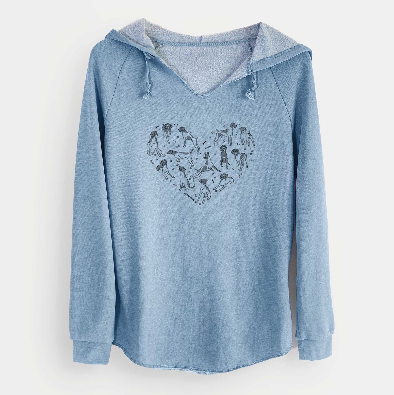 'Heart Full of German Shorthaired Pointers' design on a Misty Blue Cali Wave Hooded Sweatshirt