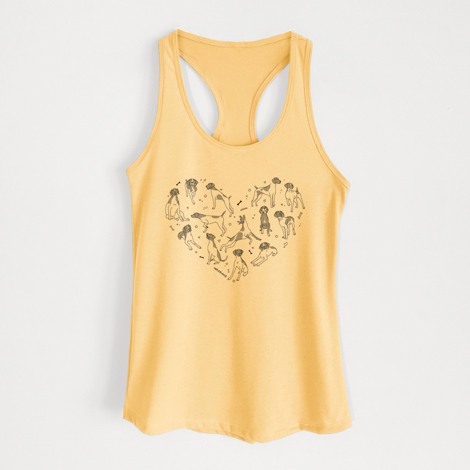 'Heart Full of German Shorthaired Pointers' design on a Banana Cream Women's racerback tanktop