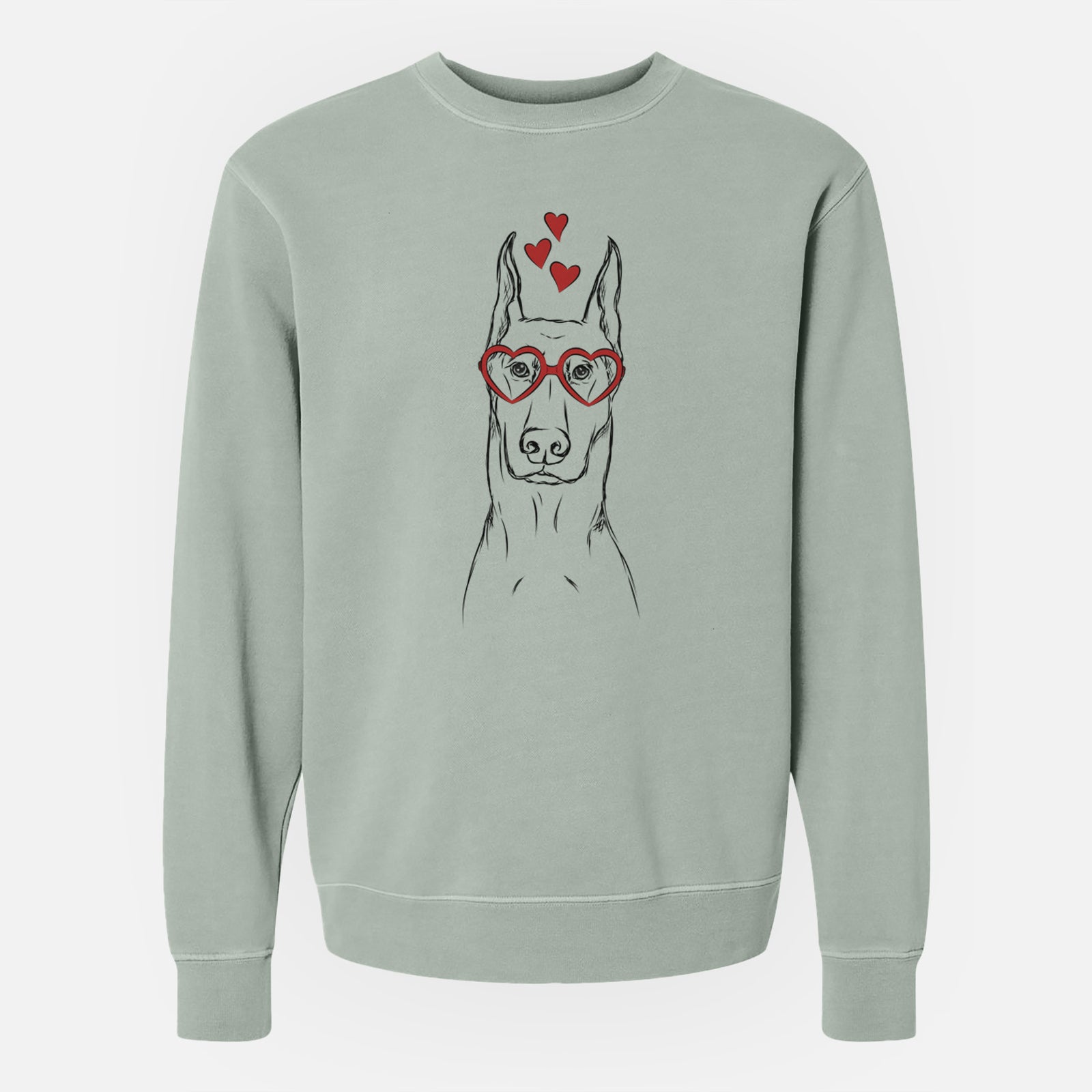 Valentine Ace the Doberman Pinscher - Unisex Pigment Dyed Crew Sweatshirt