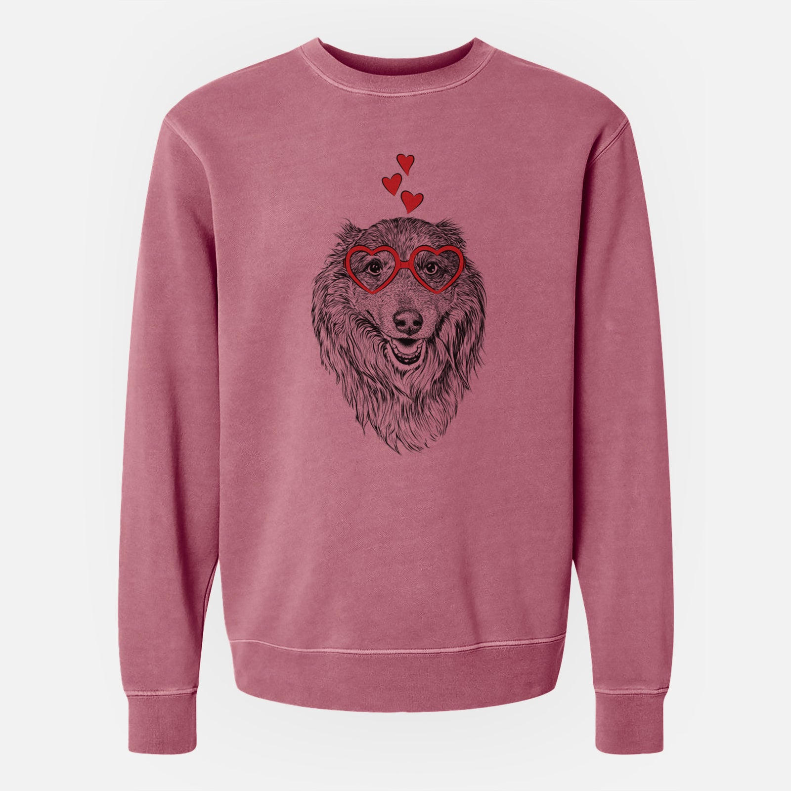 Valentine Addie the Collie Mix - Unisex Pigment Dyed Crew Sweatshirt