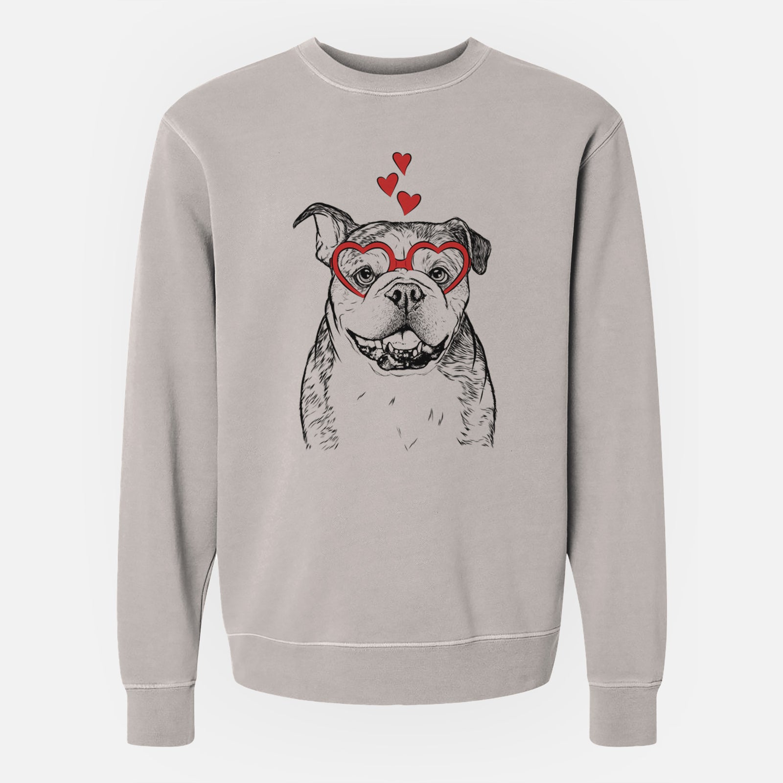 Valentine Agatha the Boston Bulldog - Unisex Pigment Dyed Crew Sweatshirt