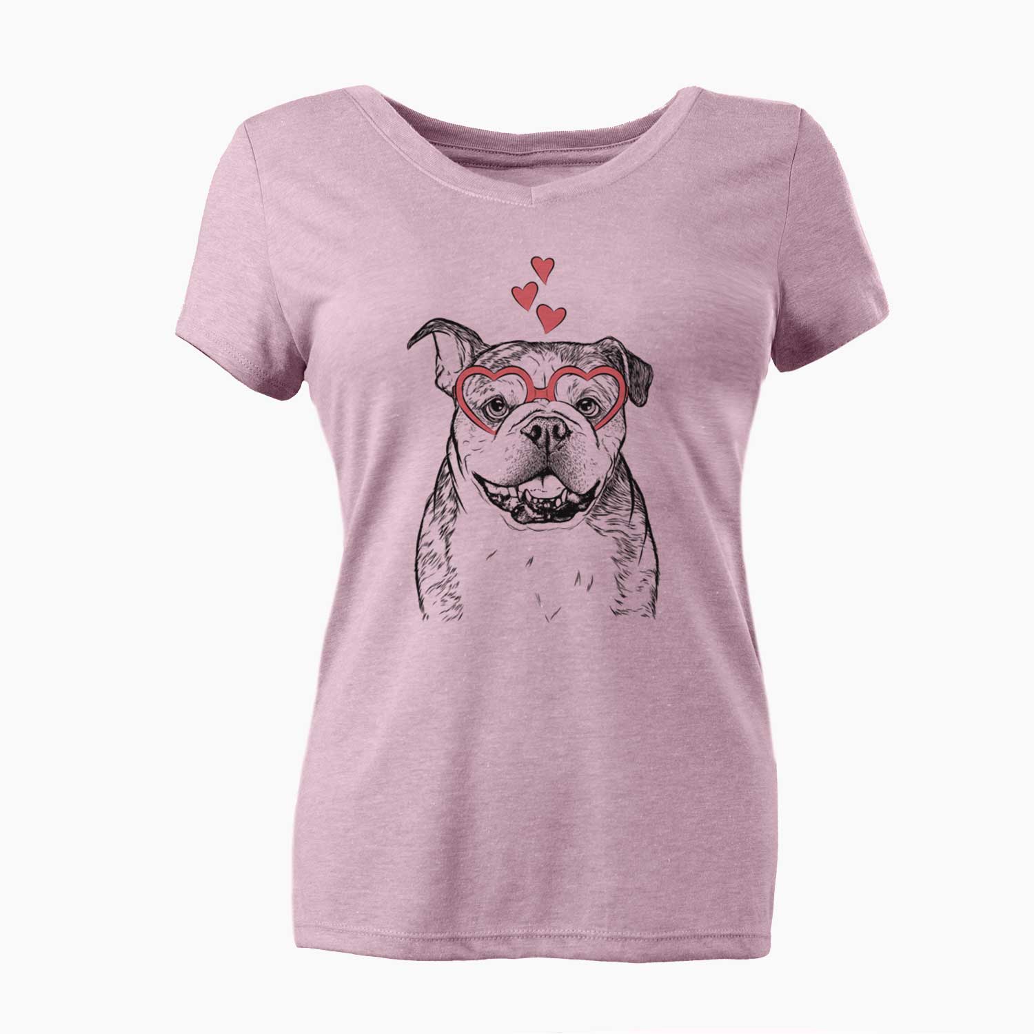 Valentine Agatha the Boston Bulldog - Women's V-neck Shirt