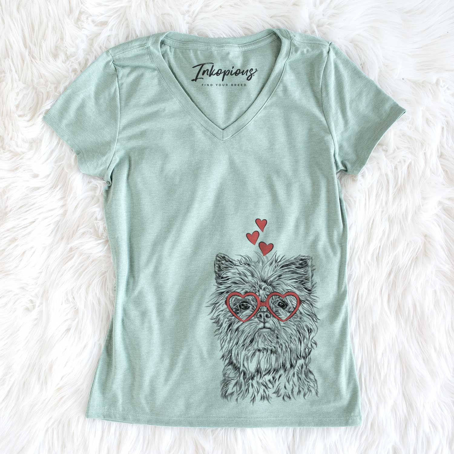Valentine Alvin the Affenpinscher - Women's V-neck Shirt