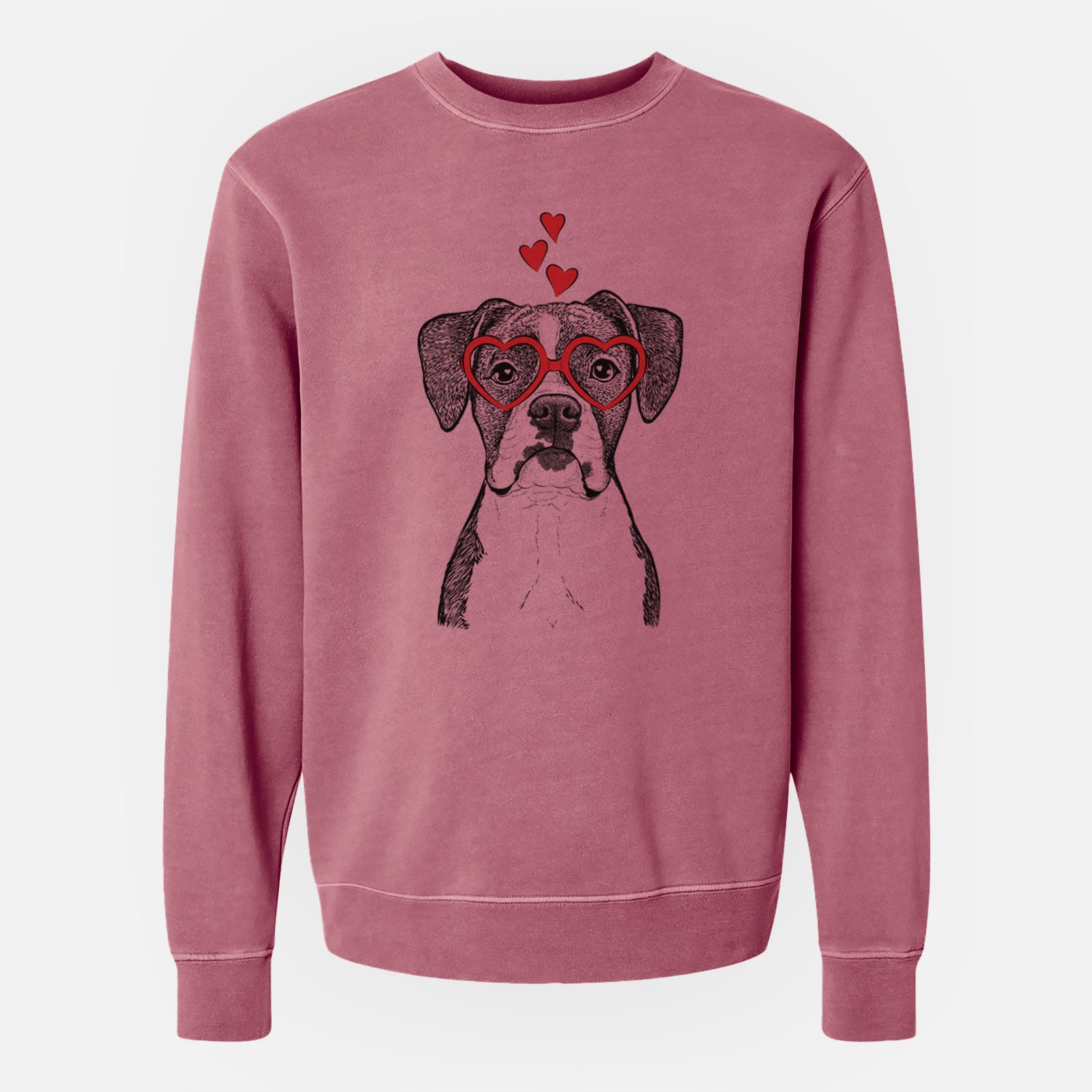 Valentine Annie the Boxer - Unisex Pigment Dyed Crew Sweatshirt