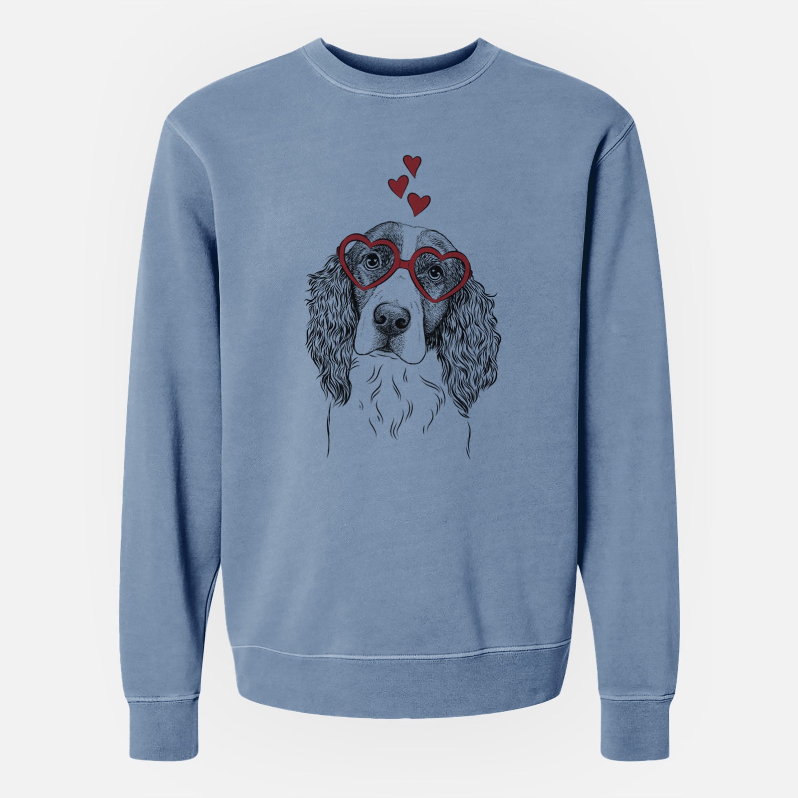 Valentine Annie the English Springer Spaniel - Unisex Pigment Dyed Crew Sweatshirt