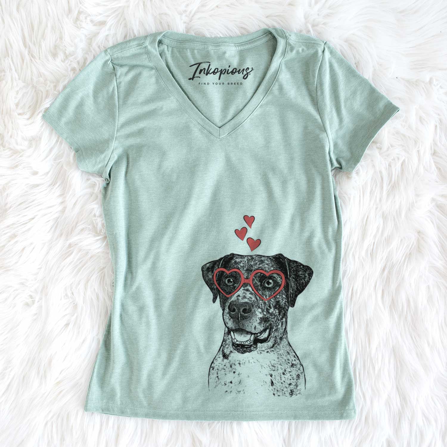 Valentine Argos the Catahoula - Women's V-neck Shirt