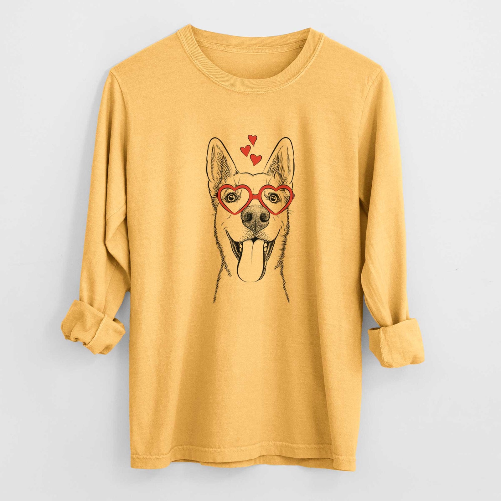 Valentine Arlo the Husky Shepherd Mix - Heavyweight 100% Cotton Long Sleeve