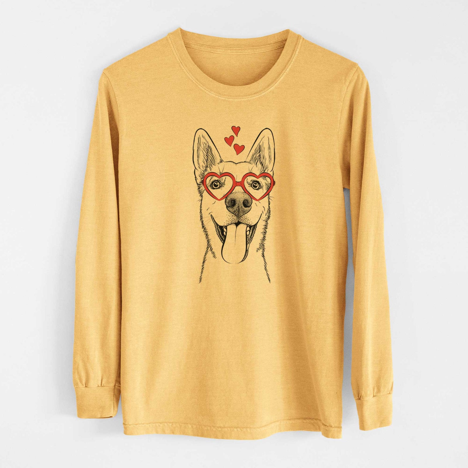 Valentine Arlo the Husky Shepherd Mix - Heavyweight 100% Cotton Long Sleeve