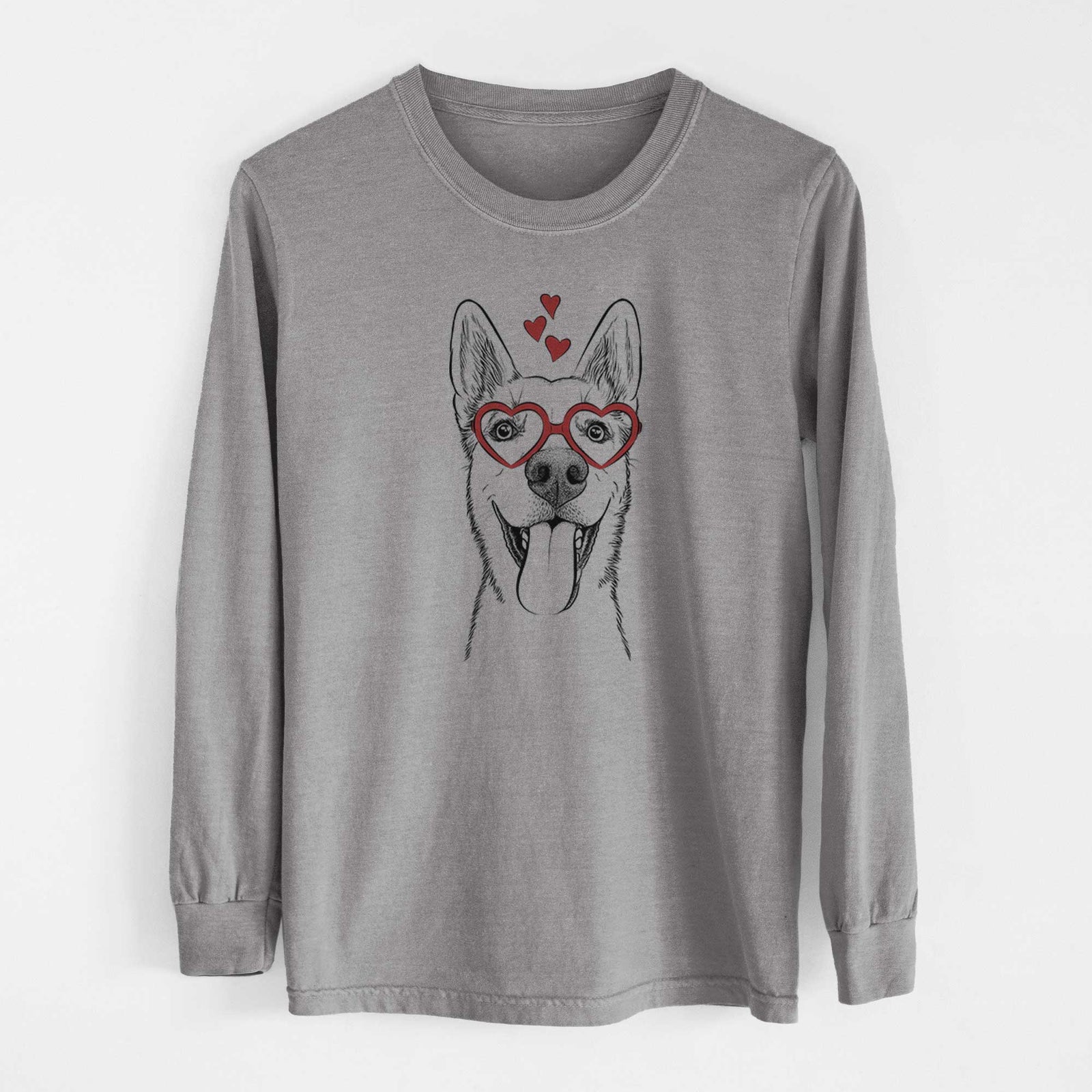 Valentine Arlo the Husky Shepherd Mix - Heavyweight 100% Cotton Long Sleeve