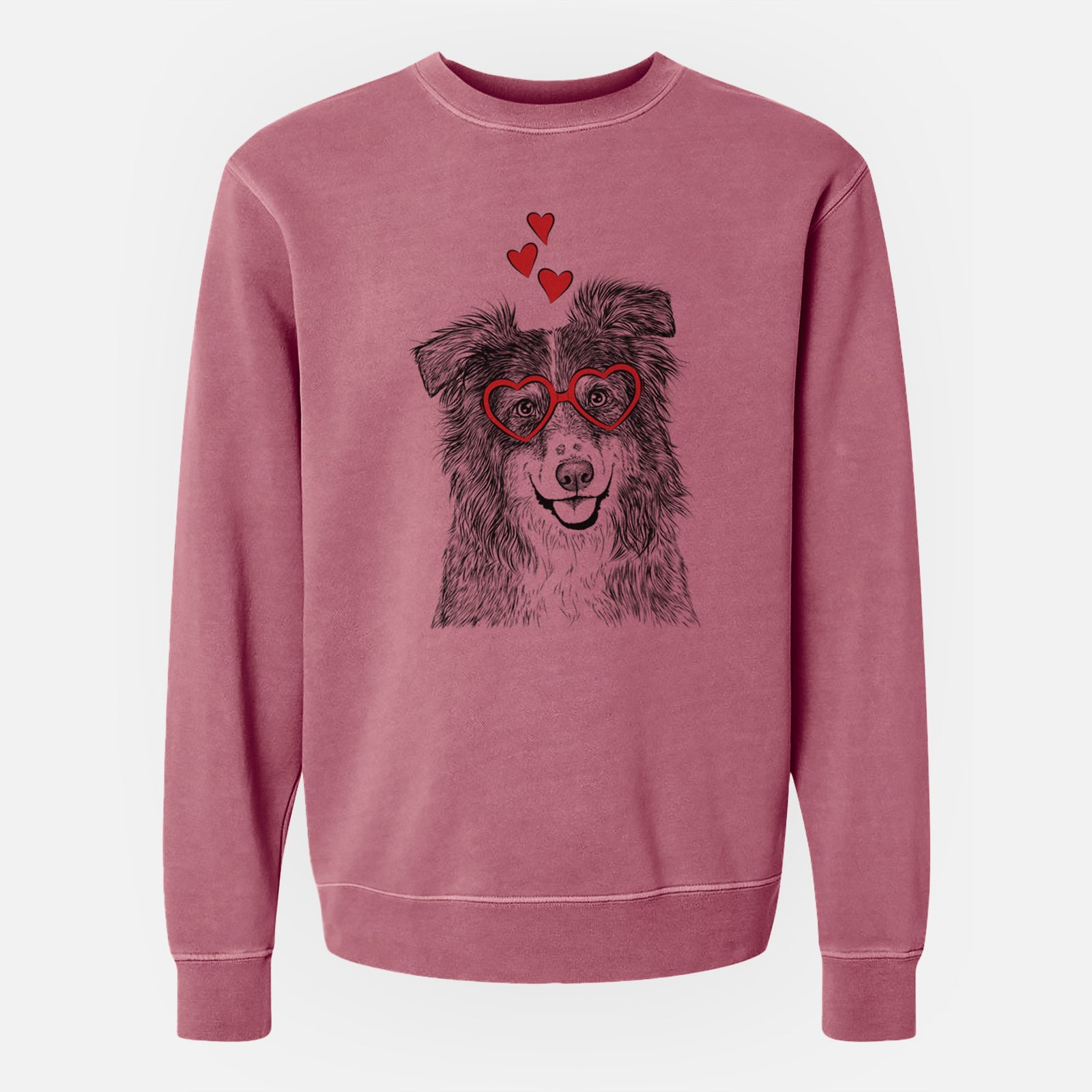 Valentine Aushe the Australian Shepherd - Unisex Pigment Dyed Crew Sweatshirt