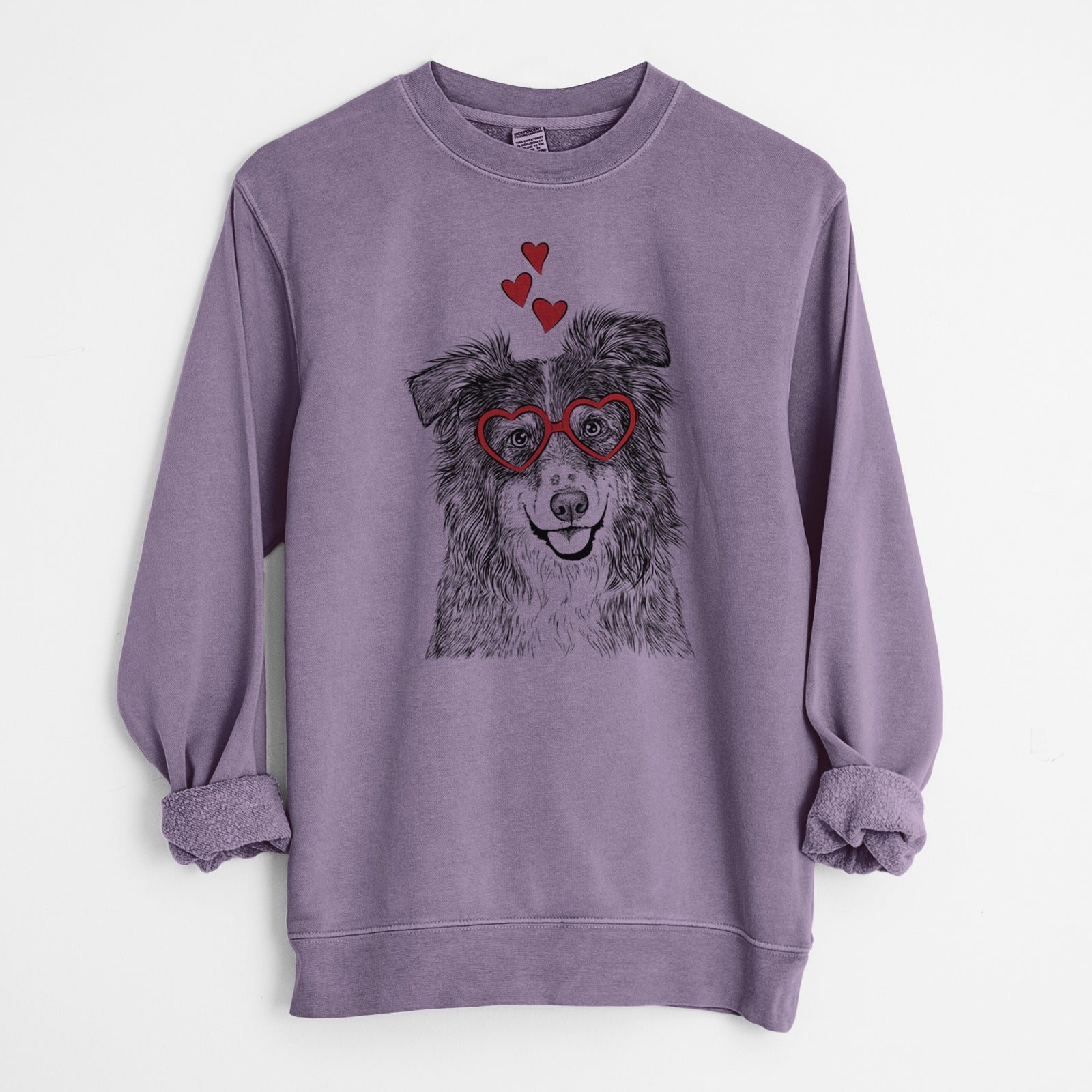 Valentine Aushe the Australian Shepherd - Unisex Pigment Dyed Crew Sweatshirt