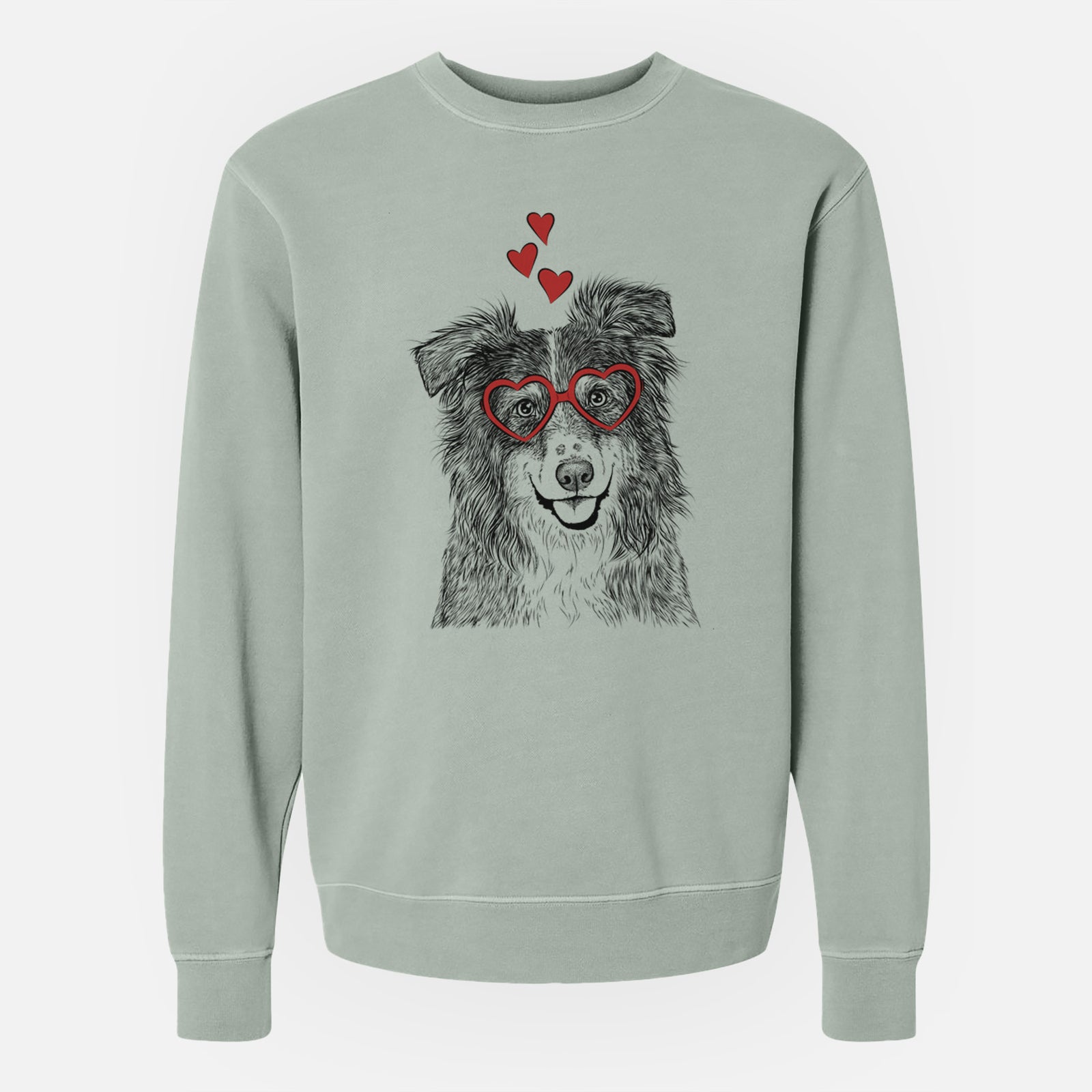 Valentine Aushe the Australian Shepherd - Unisex Pigment Dyed Crew Sweatshirt