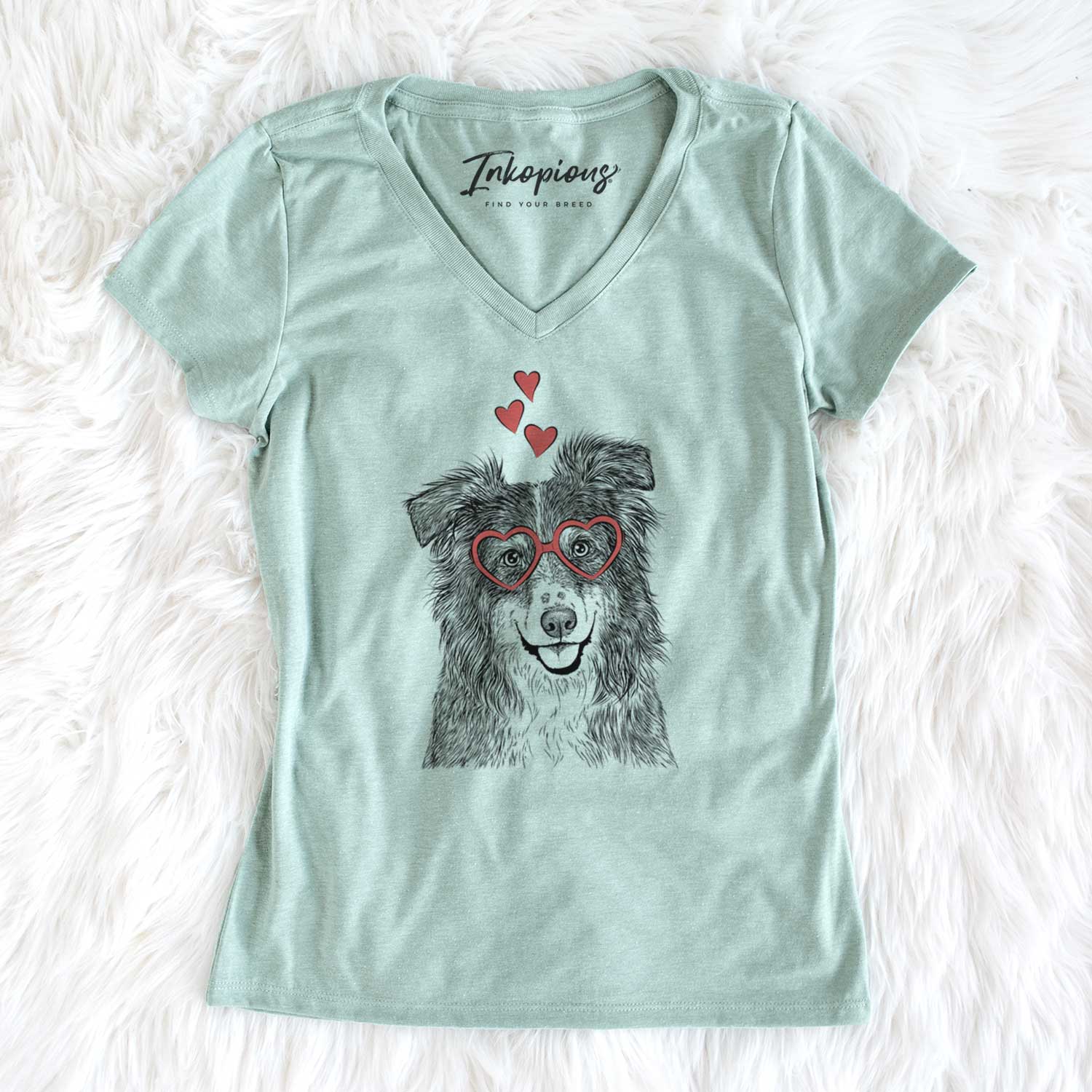 Valentine Aushe the Australian Shepherd - Women's V-neck Shirt