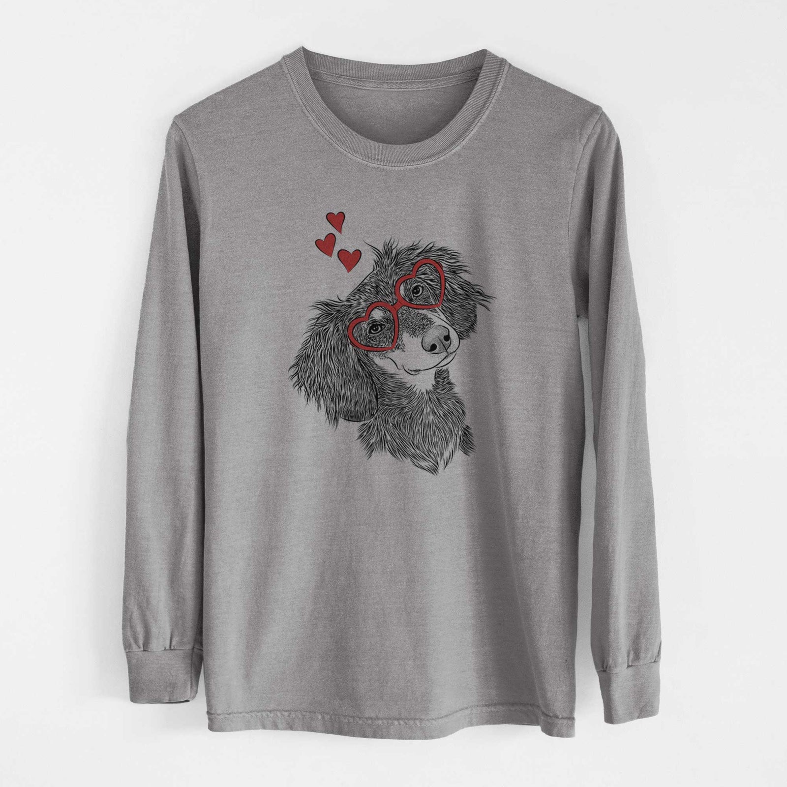 Valentine Bailey the Long Haired Dachshund - Heavyweight 100% Cotton Long Sleeve
