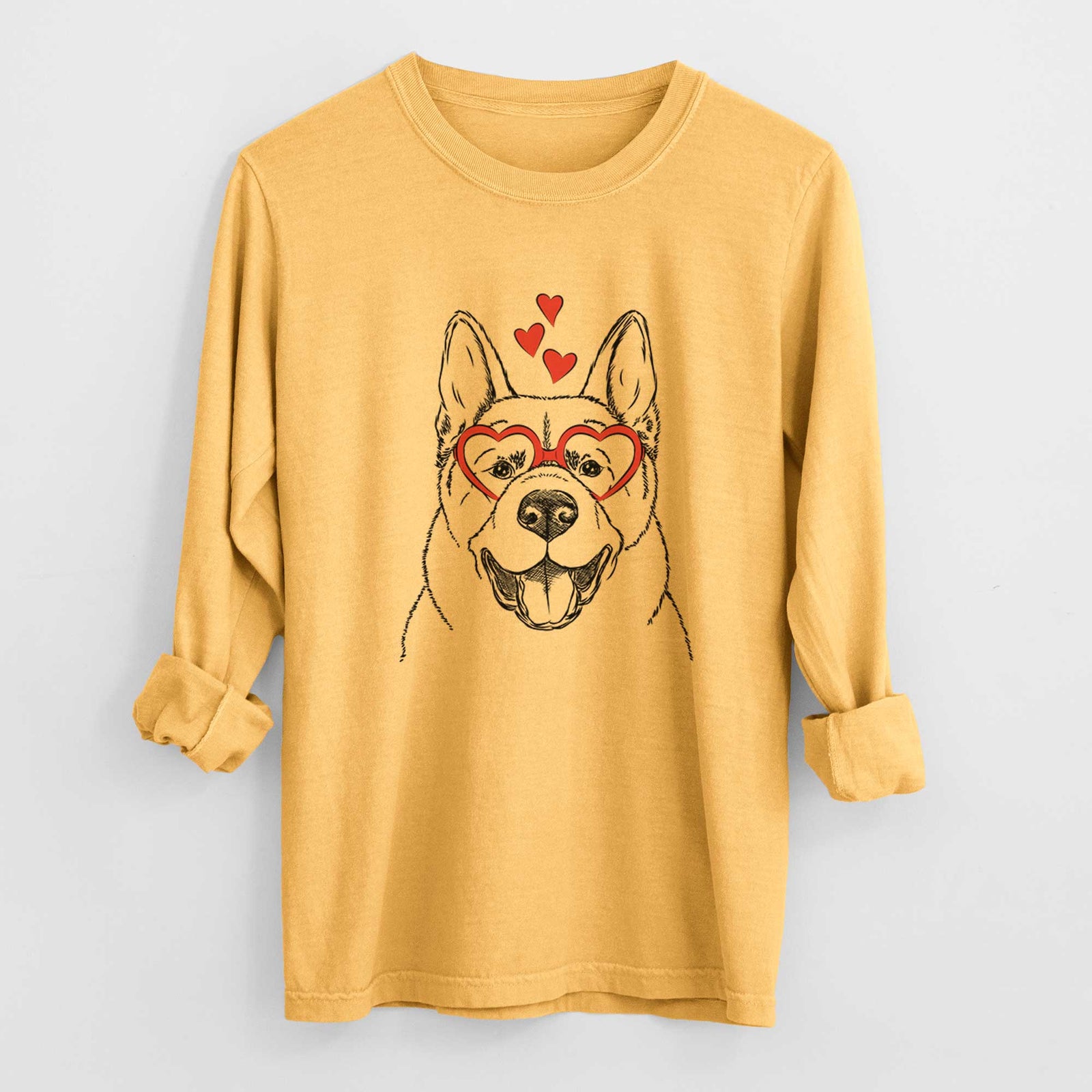 Valentine Baku the Akita - Heavyweight 100% Cotton Long Sleeve