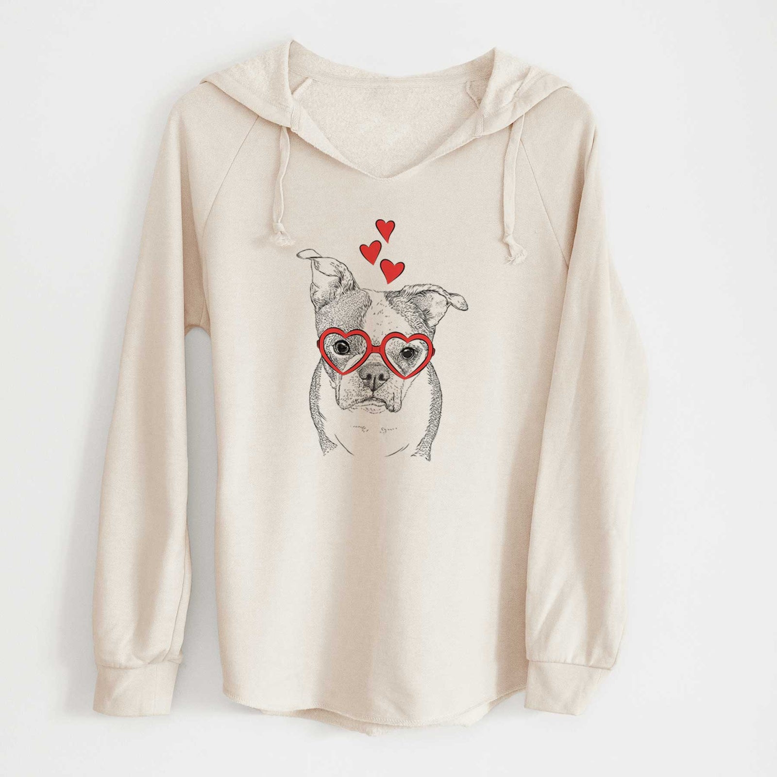 Valentine Bandit the Boston Terrier - Cali Wave Hooded Sweatshirt