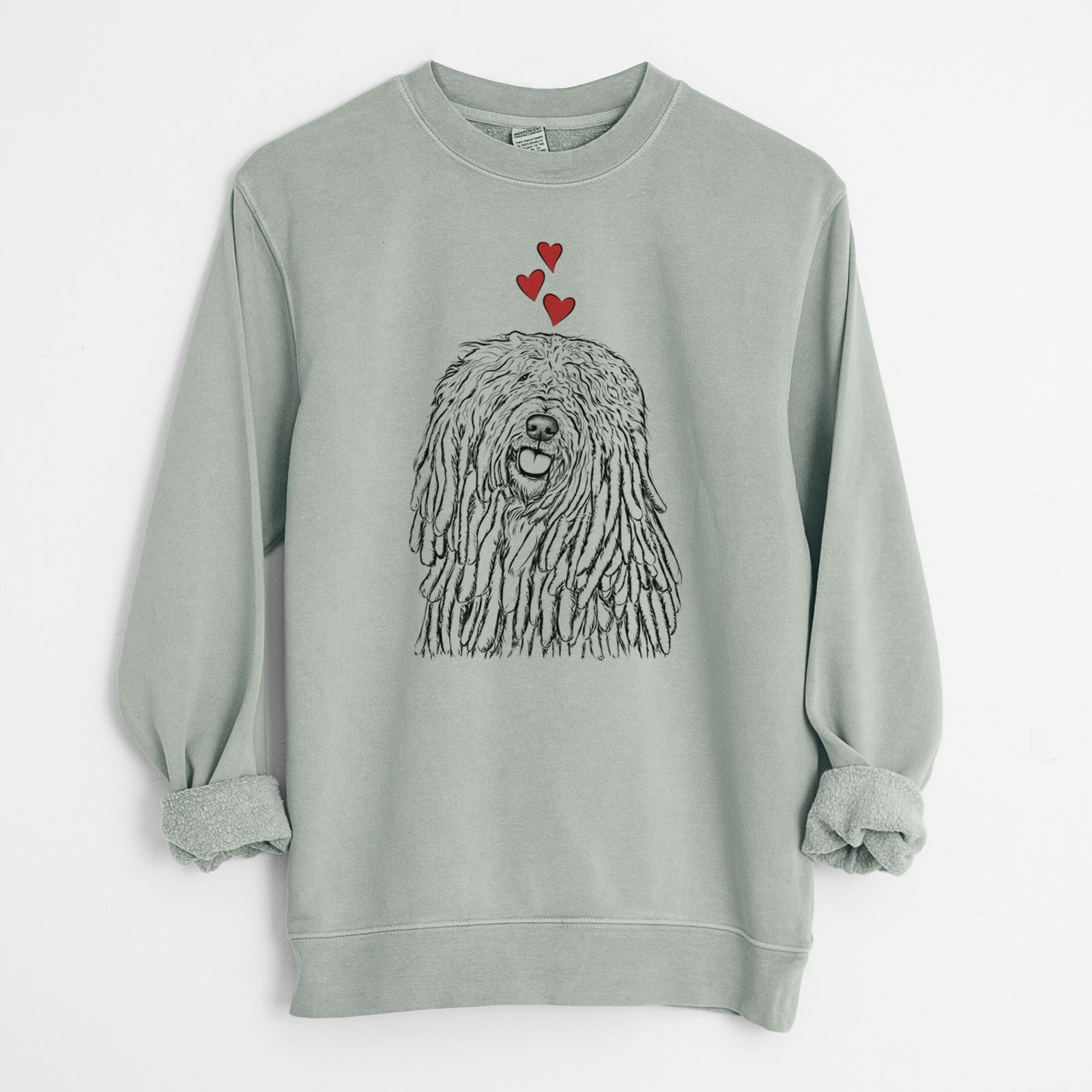 Valentine Barry the Komondor - Unisex Pigment Dyed Crew Sweatshirt