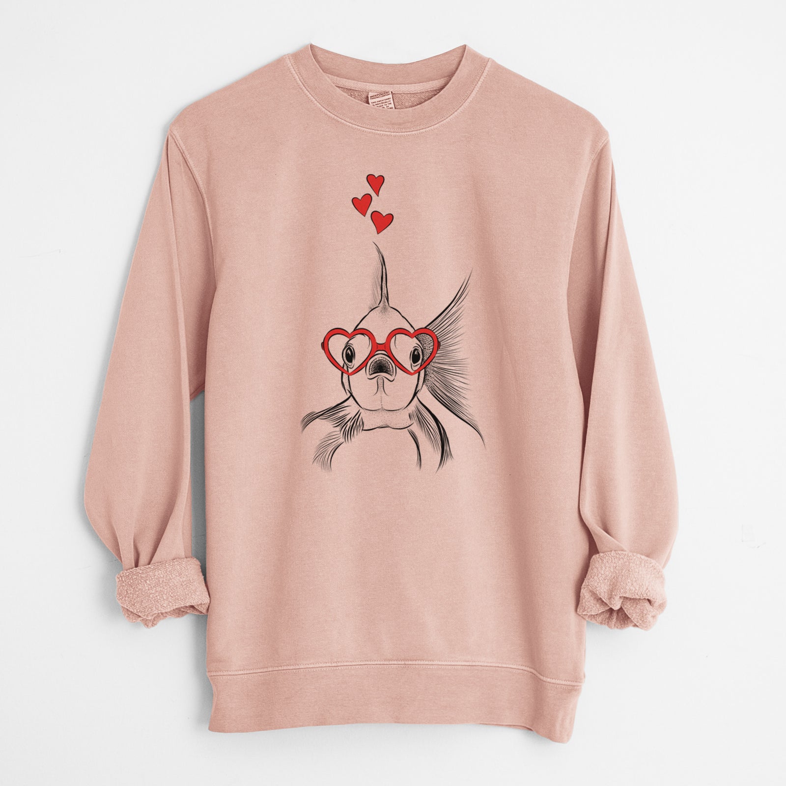 Valentine Beefcake the Goldfish - Unisex Pigment Dyed Crew Sweatshirt