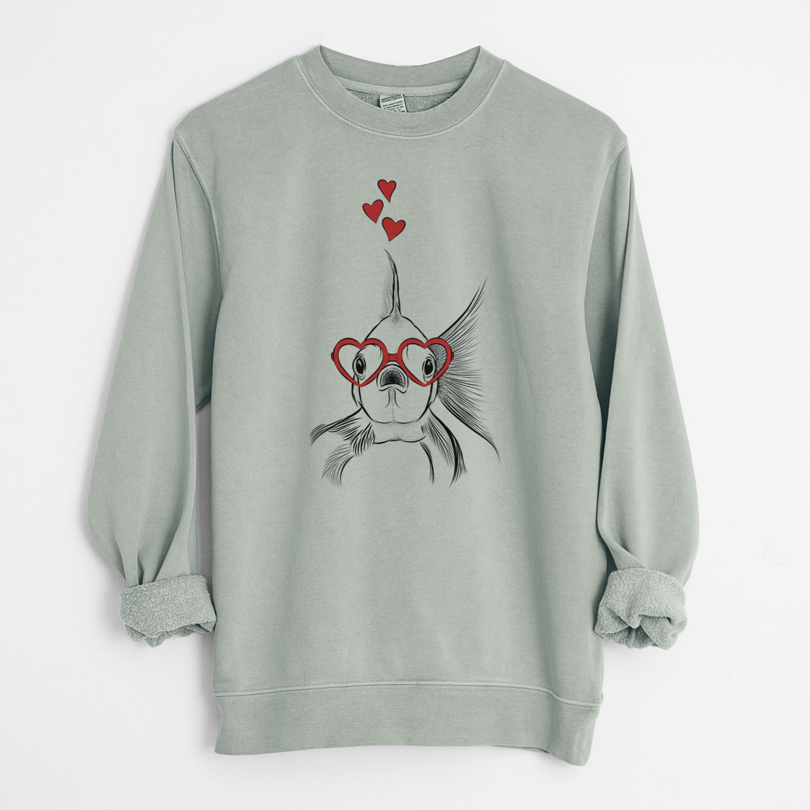 Valentine Beefcake the Goldfish - Unisex Pigment Dyed Crew Sweatshirt