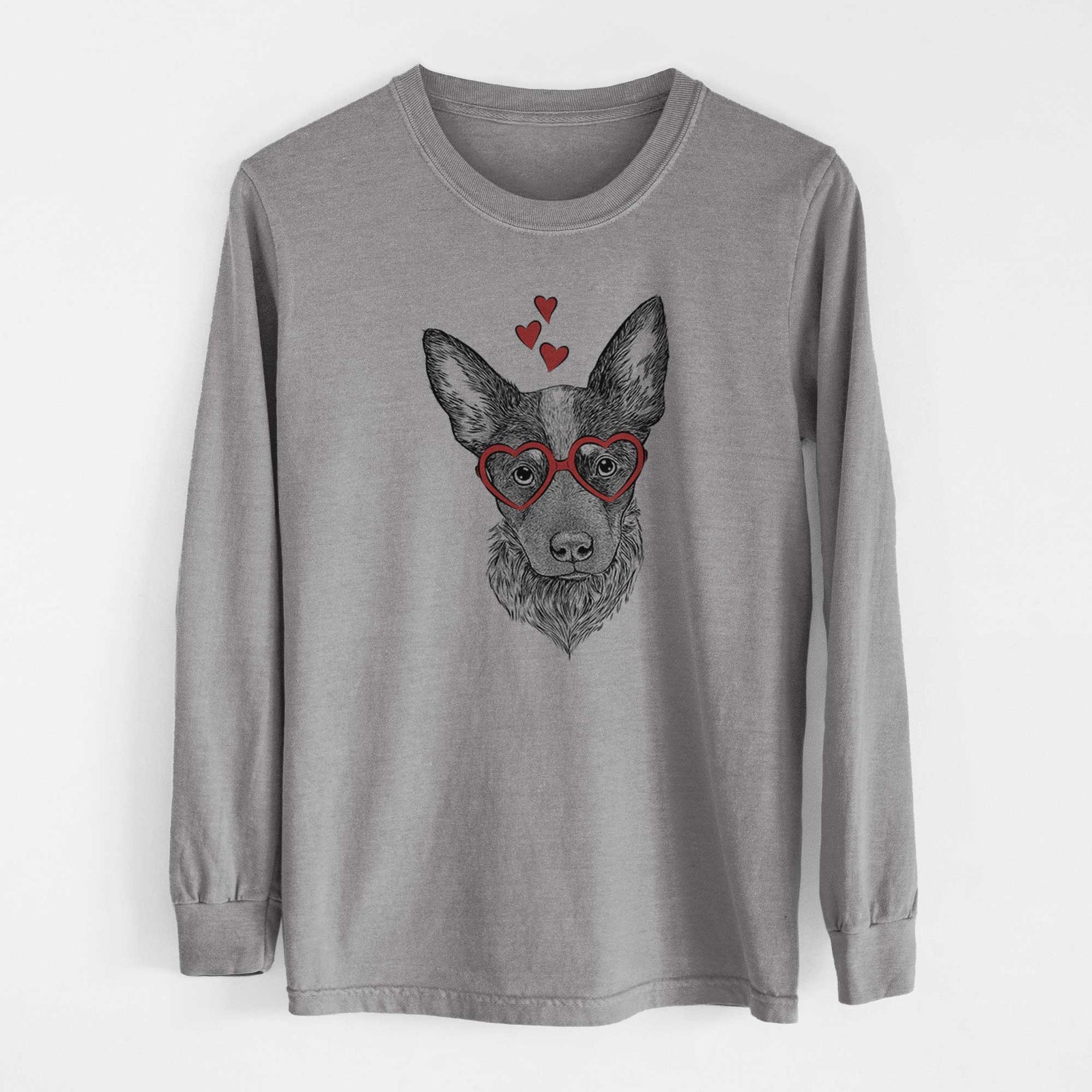 Valentine Bella the Blue Heeler Puppy - Heavyweight 100% Cotton Long Sleeve