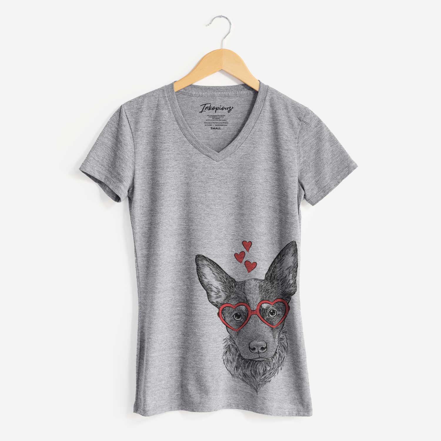 Valentine Bella the Blue Heeler Puppy - Women's V-neck Shirt