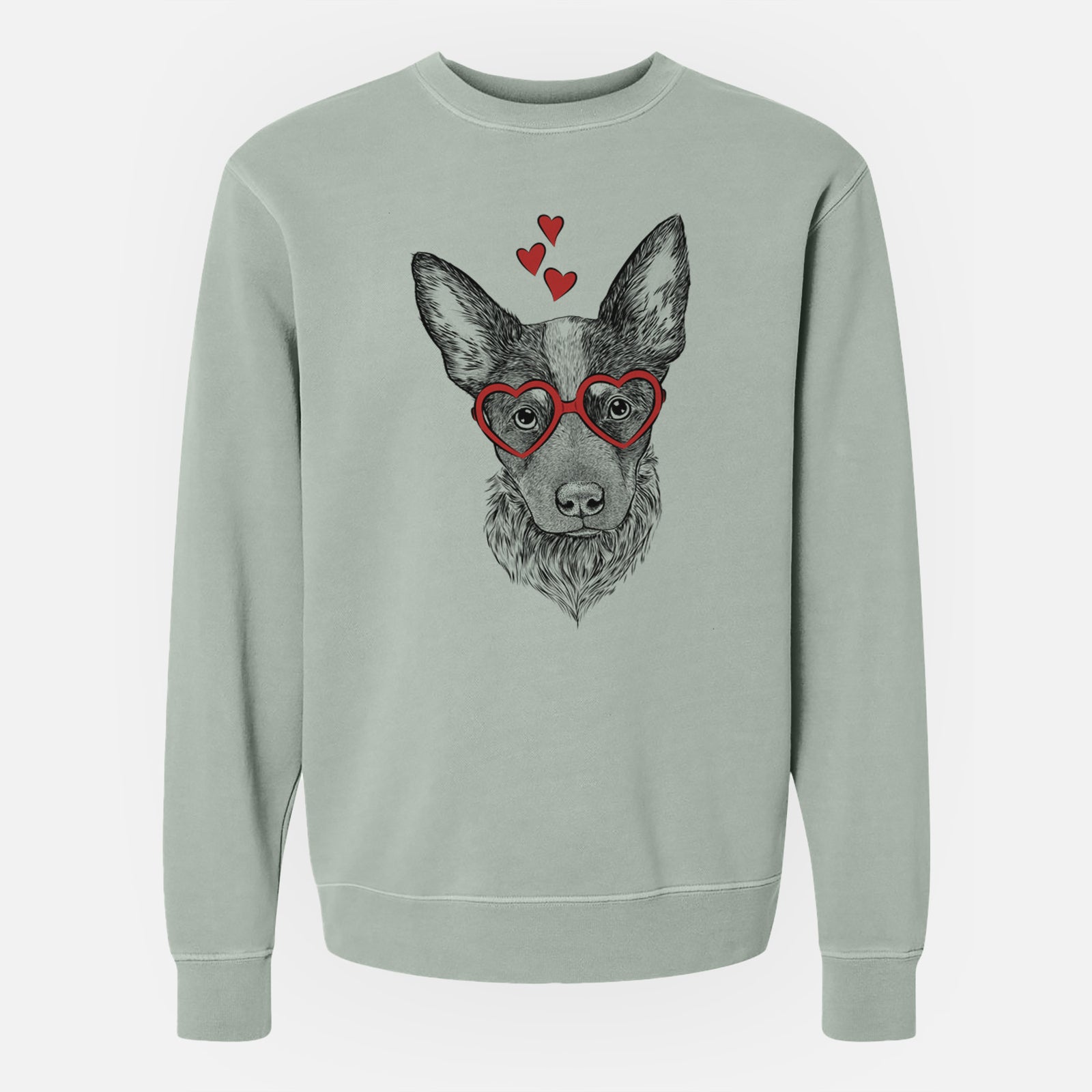 Valentine Bella the Blue Heeler Puppy - Unisex Pigment Dyed Crew Sweatshirt