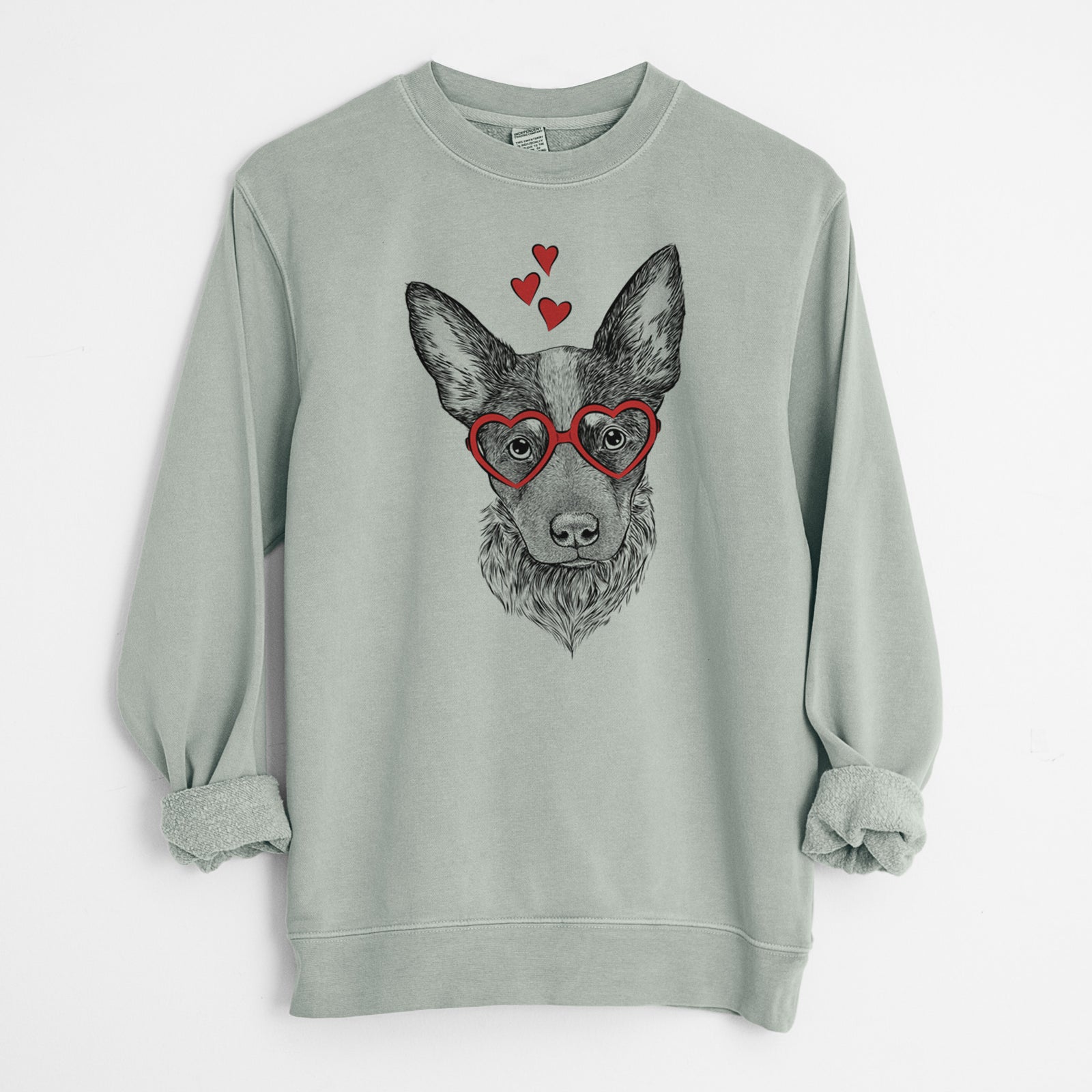 Valentine Bella the Blue Heeler Puppy - Unisex Pigment Dyed Crew Sweatshirt