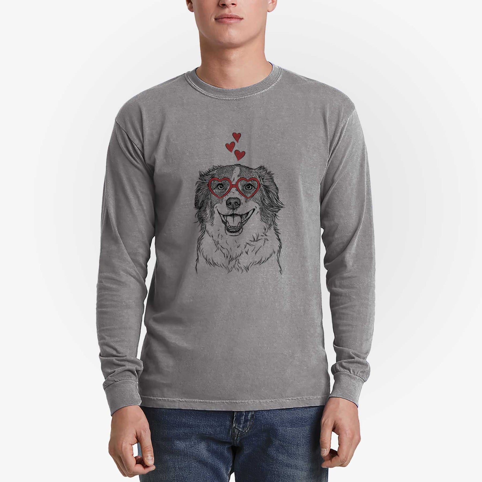 Valentine Belle the Australian Shepherd Mix - Heavyweight 100% Cotton Long Sleeve