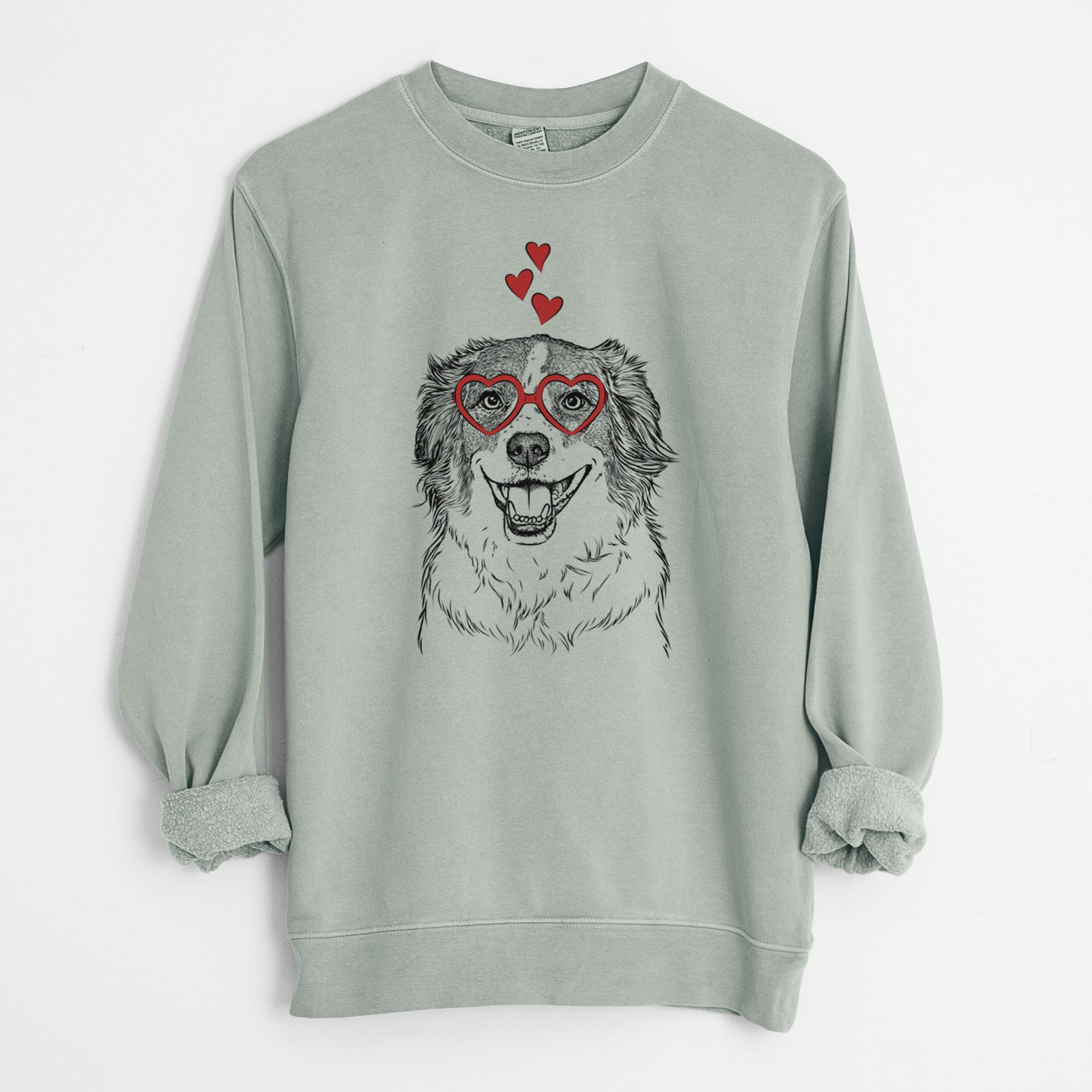 Valentine Belle the Australian Shepherd Mix - Unisex Pigment Dyed Crew Sweatshirt