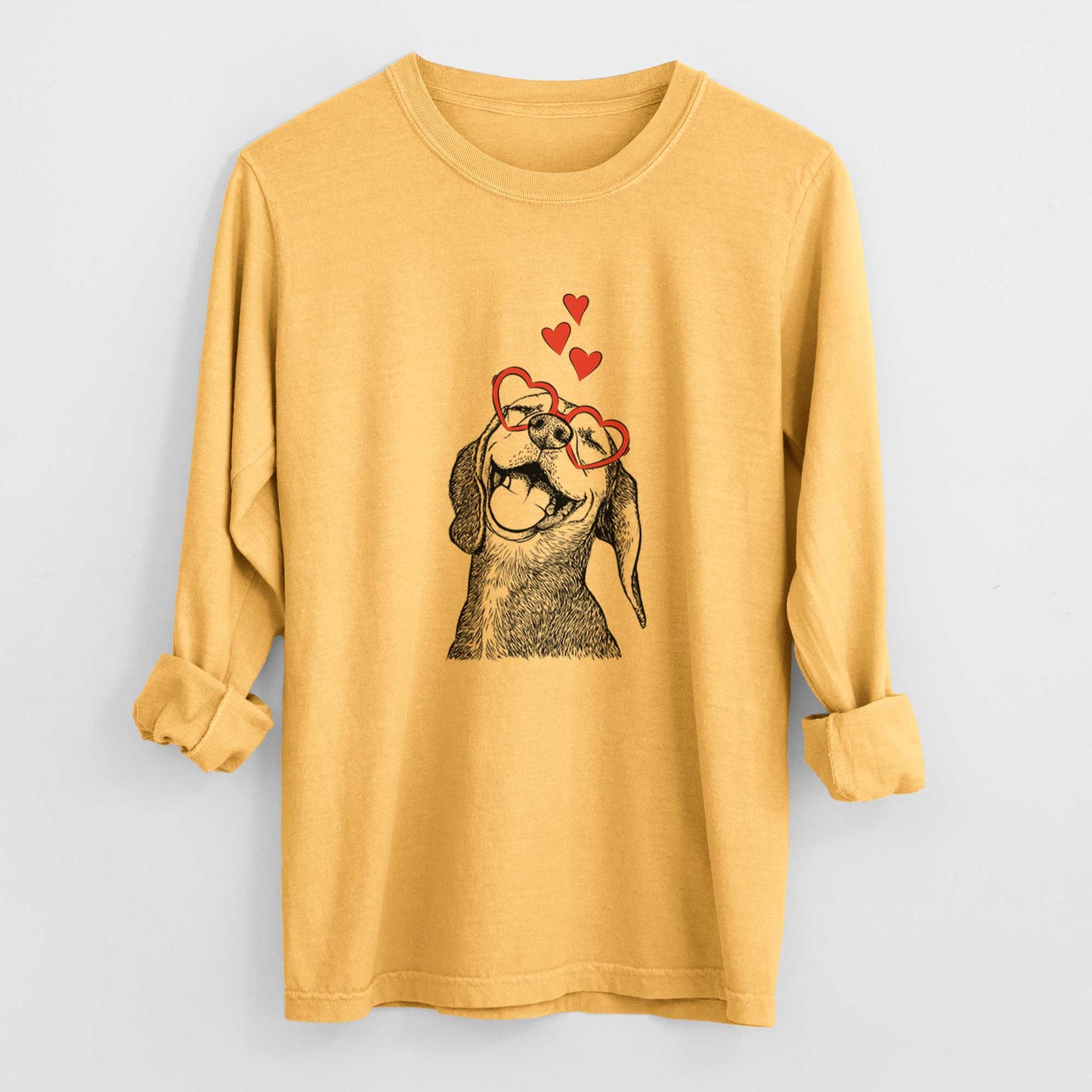Valentine Belle the Hound Mix - Heavyweight 100% Cotton Long Sleeve