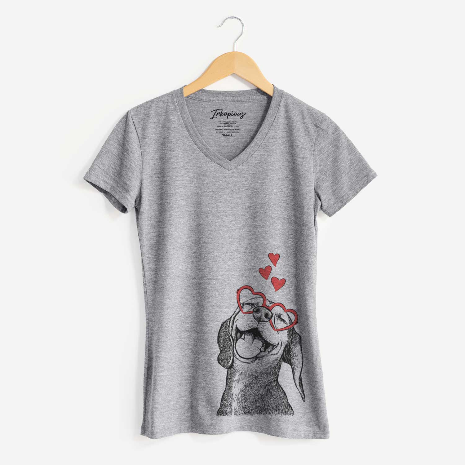 Valentine Belle the Hound Mix - Women's V-neck Shirt
