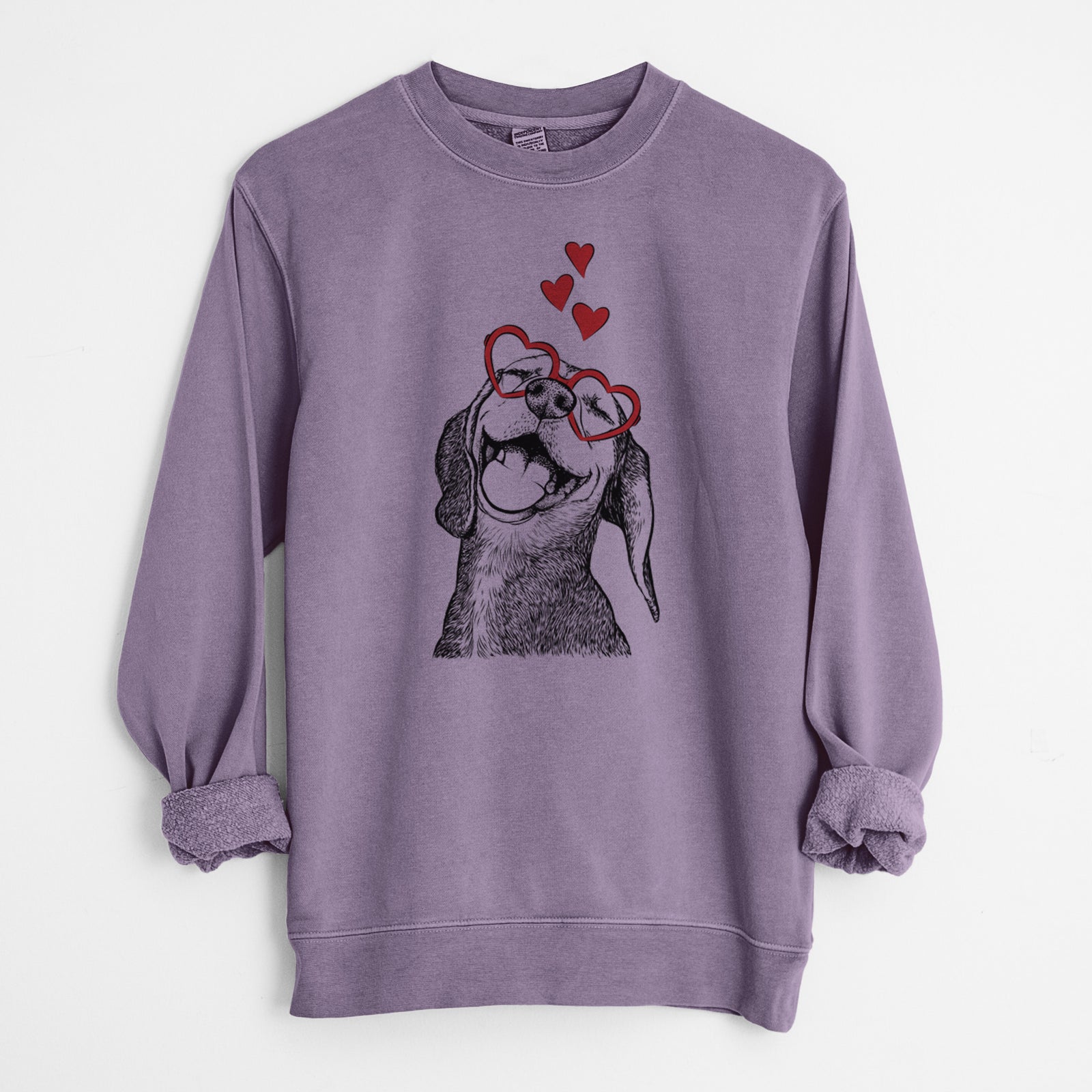 Valentine Belle the Hound Mix - Unisex Pigment Dyed Crew Sweatshirt