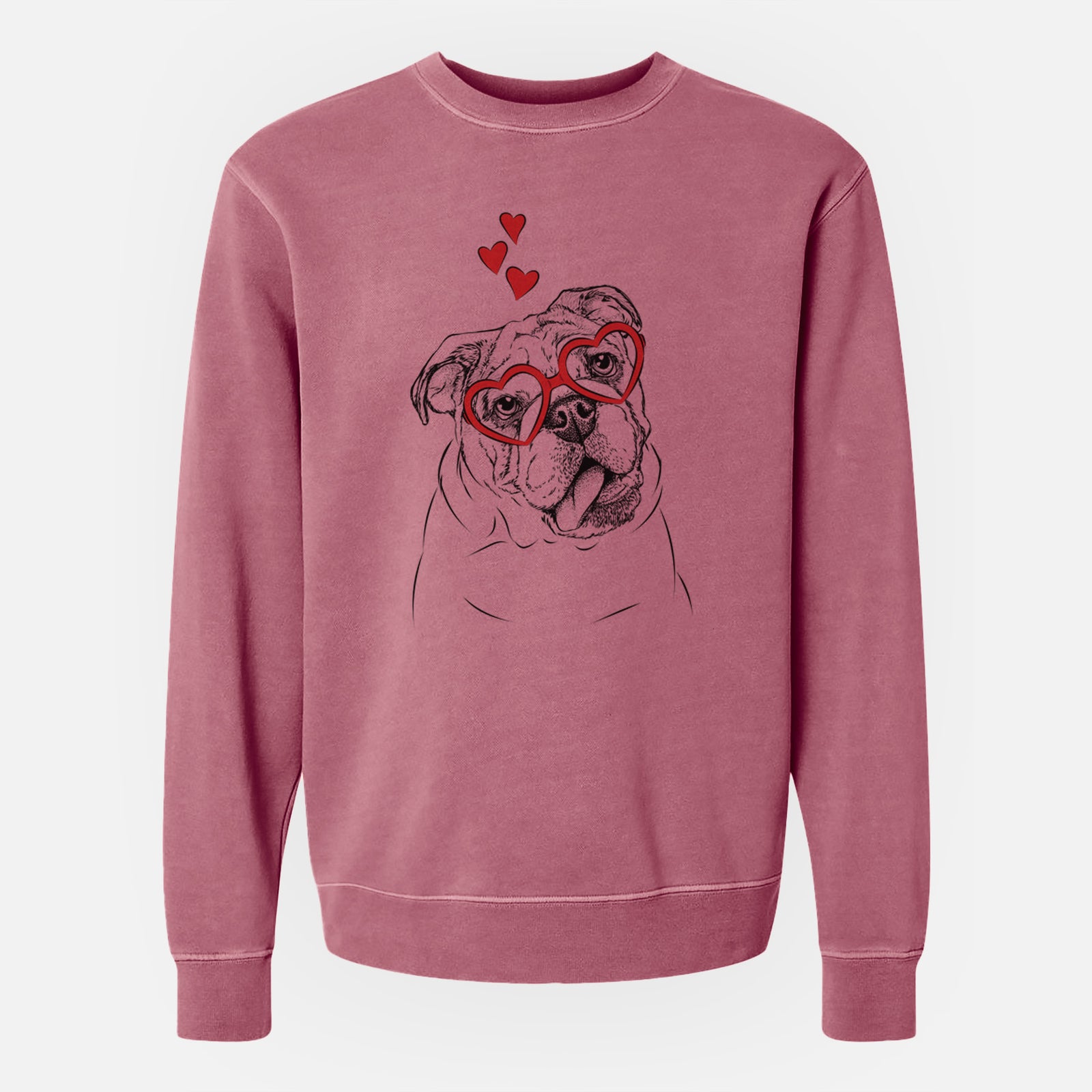 Valentine Benson the English Bulldog - Unisex Pigment Dyed Crew Sweatshirt