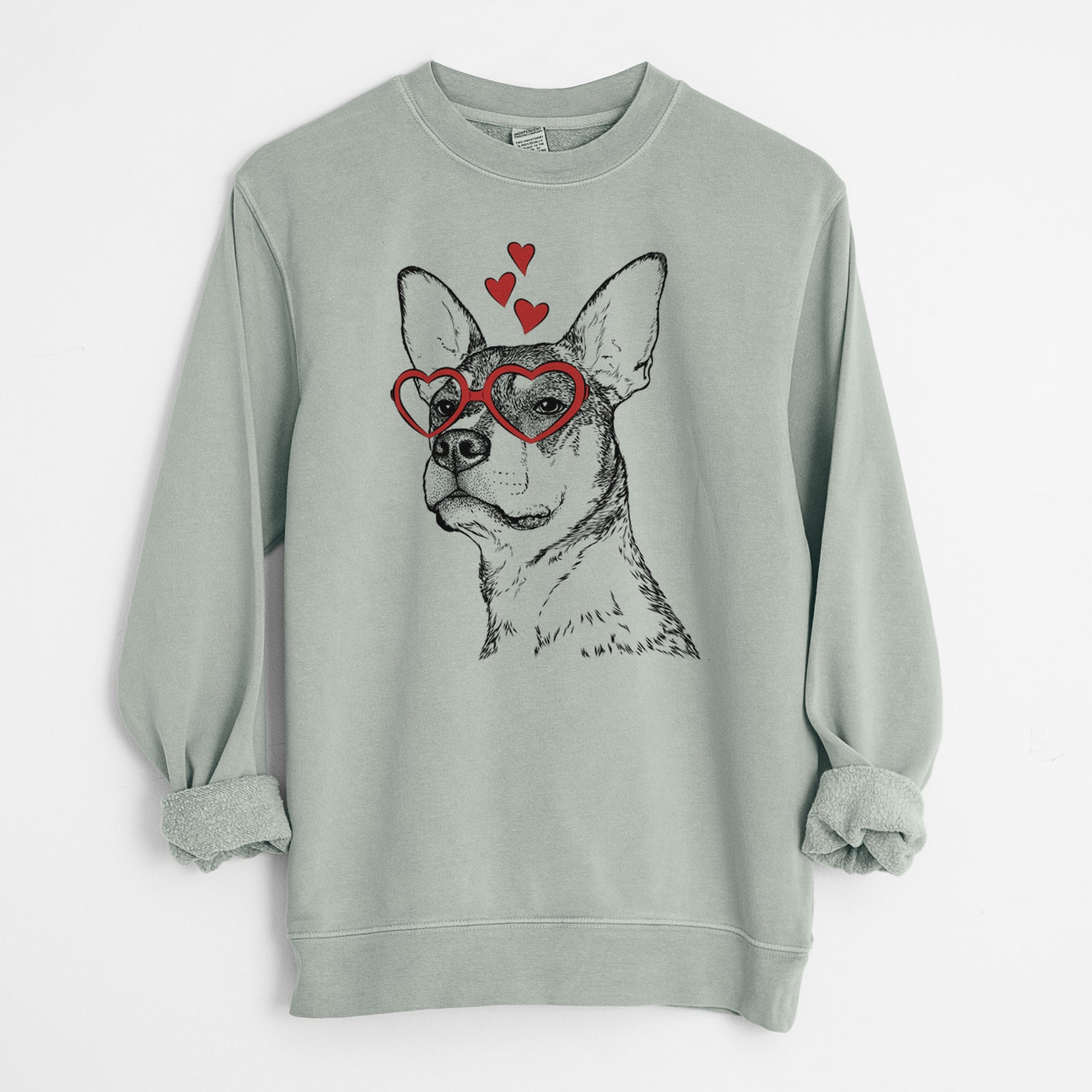 Valentine Bill the Heeler Mix - Unisex Pigment Dyed Crew Sweatshirt