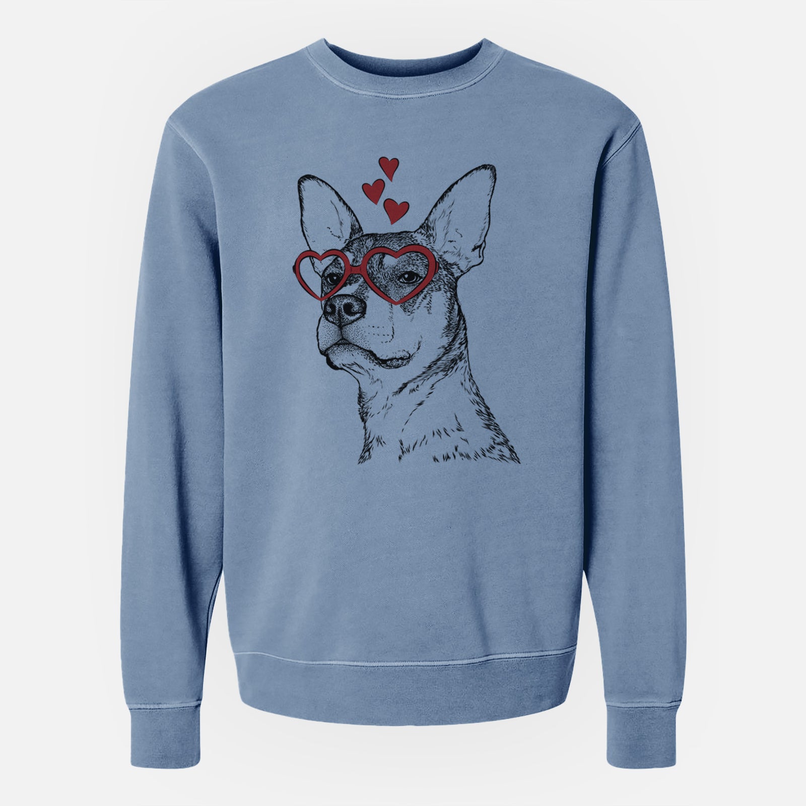 Valentine Bill the Heeler Mix - Unisex Pigment Dyed Crew Sweatshirt