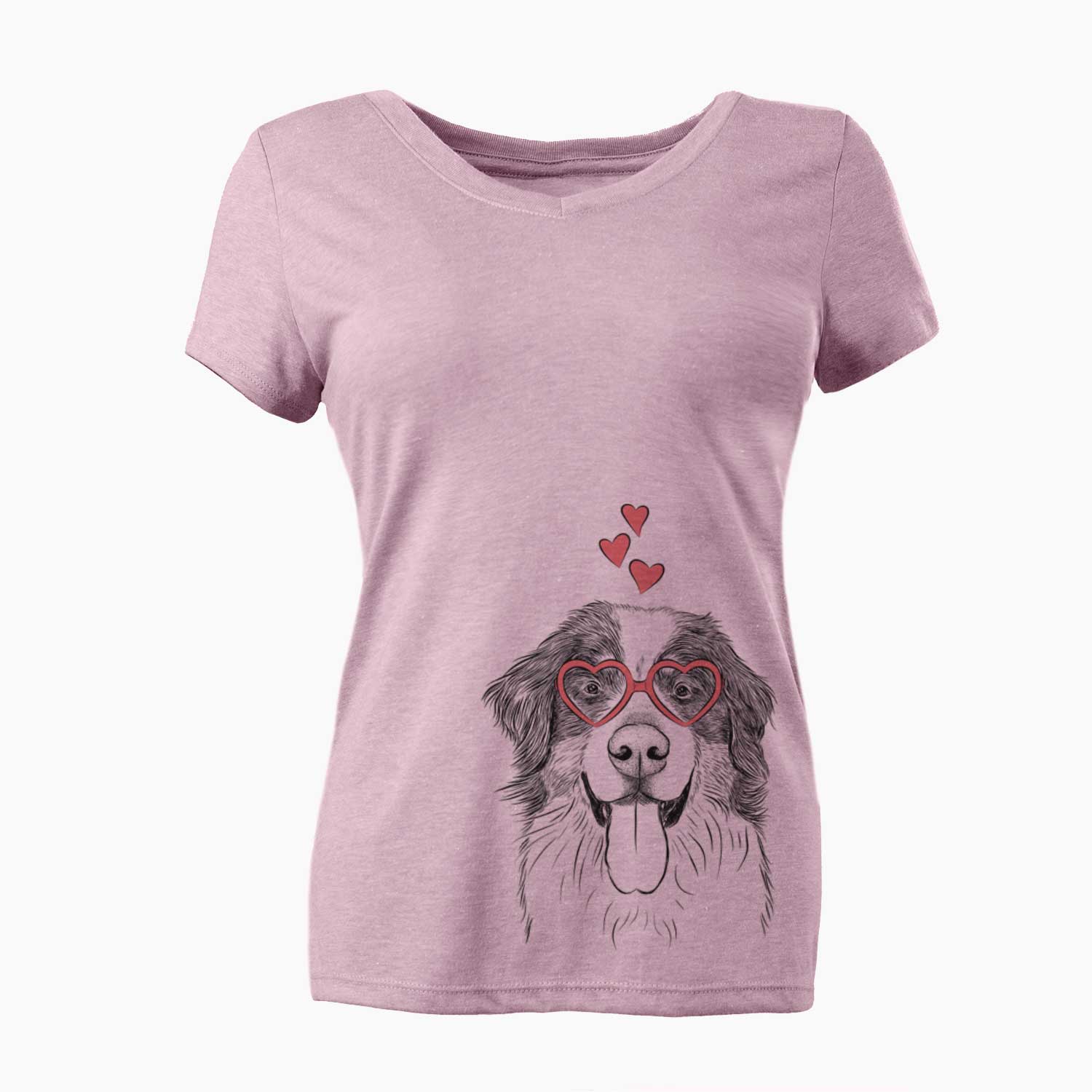 Valentine Blaze the Bernese Mountain Dog - Women's V-neck Shirt