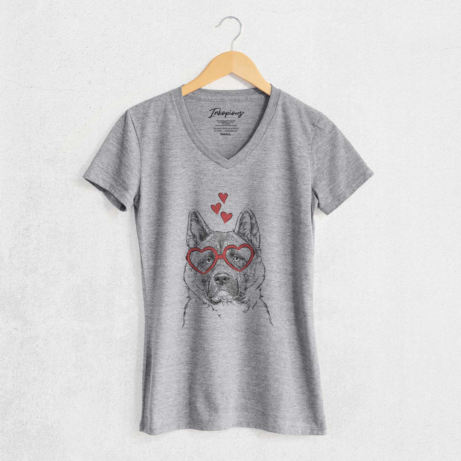 Valentine Bo the American Akita - Women's V-neck Shirt