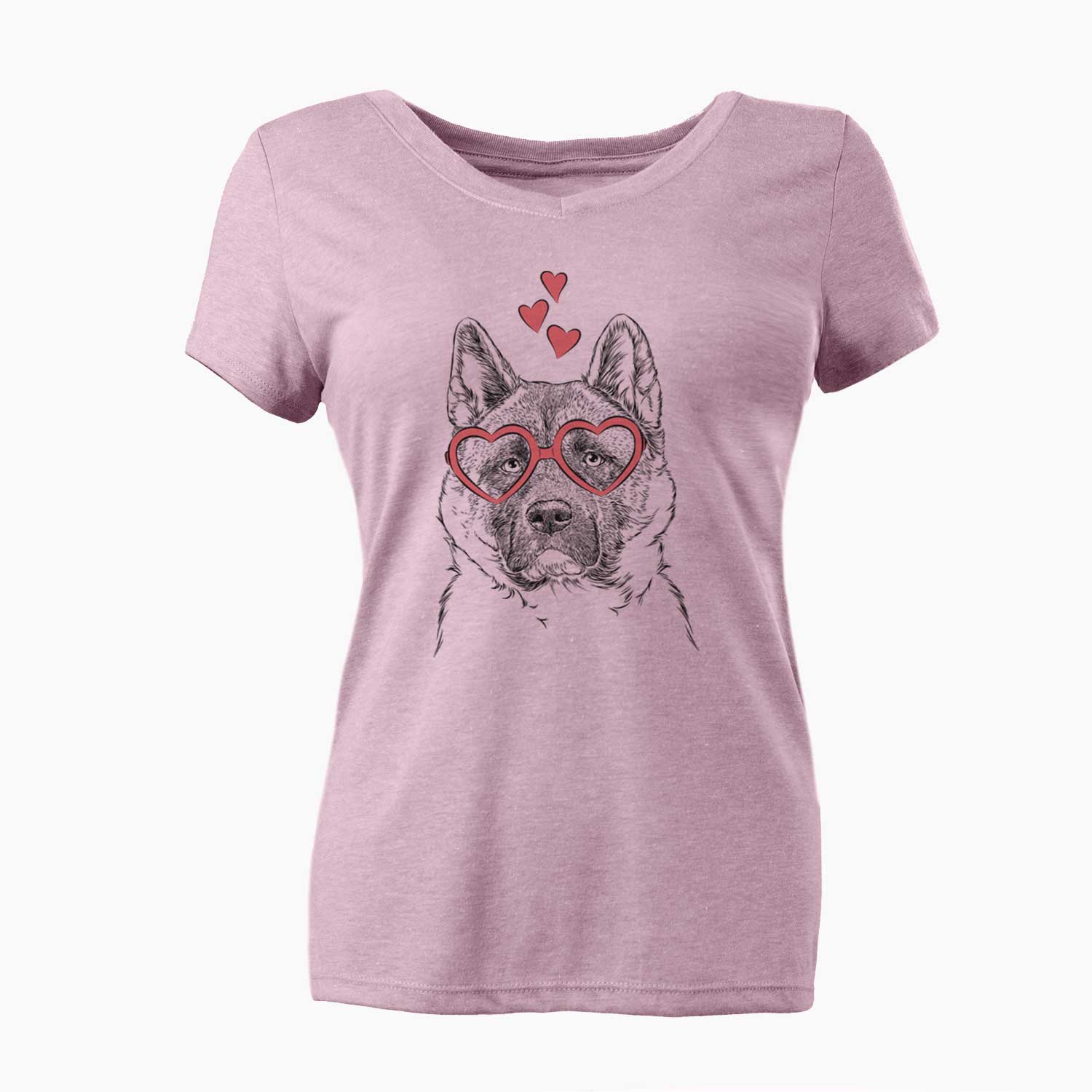 Valentine Bo the American Akita - Women's V-neck Shirt