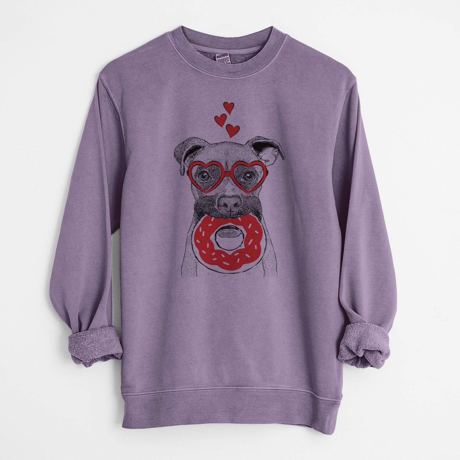 Valentine Bo the Boxer - Unisex Pigment Dyed Crew Sweatshirt