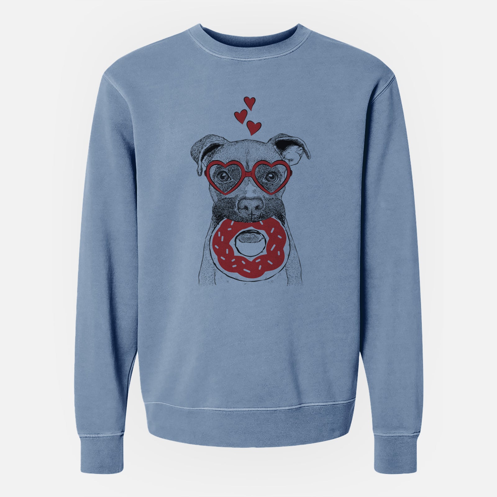 Valentine Bo the Boxer - Unisex Pigment Dyed Crew Sweatshirt