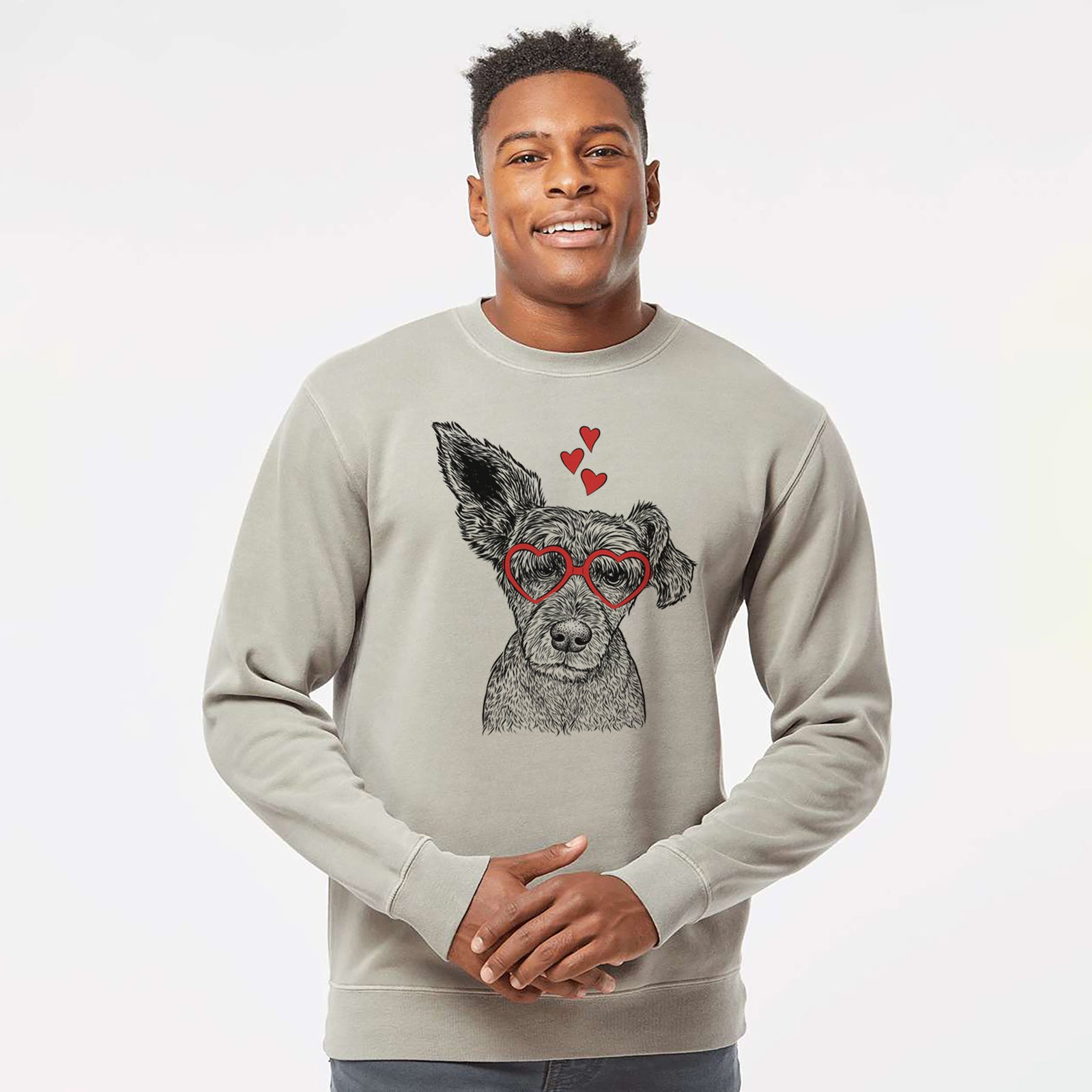 Valentine Boodles the Schnauzer Mix - Unisex Pigment Dyed Crew Sweatshirt