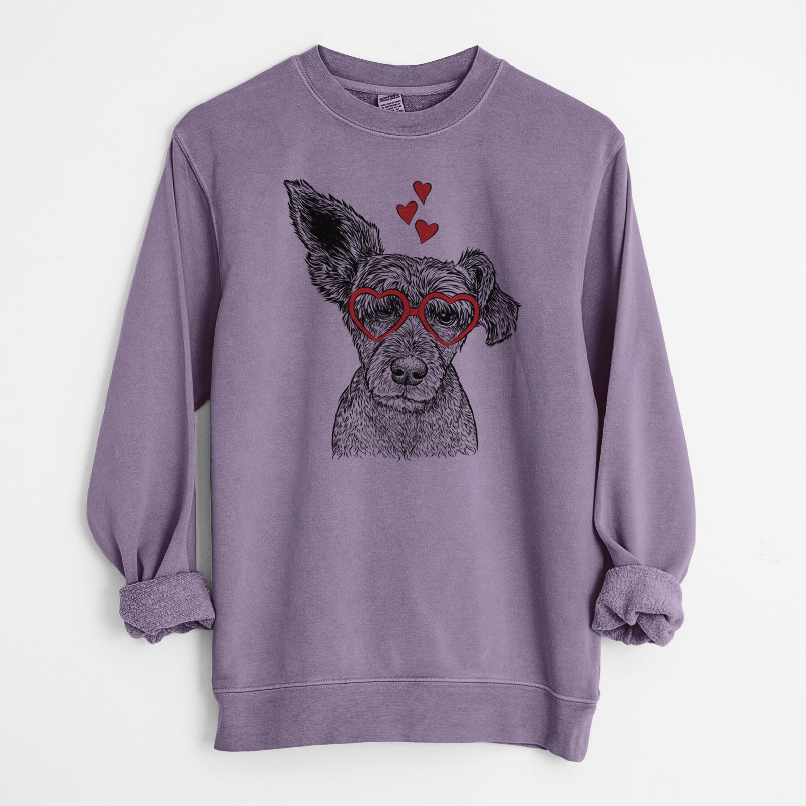 Valentine Boodles the Schnauzer Mix - Unisex Pigment Dyed Crew Sweatshirt