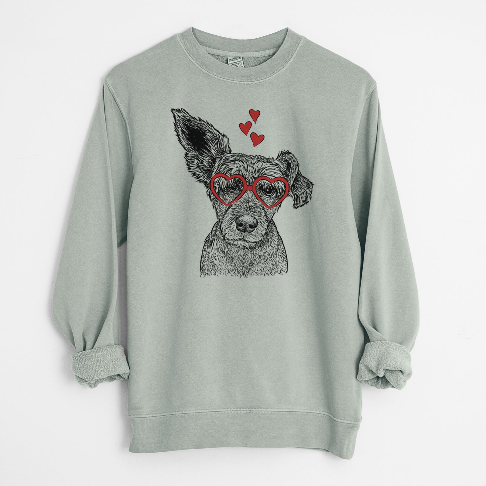 Valentine Boodles the Schnauzer Mix - Unisex Pigment Dyed Crew Sweatshirt