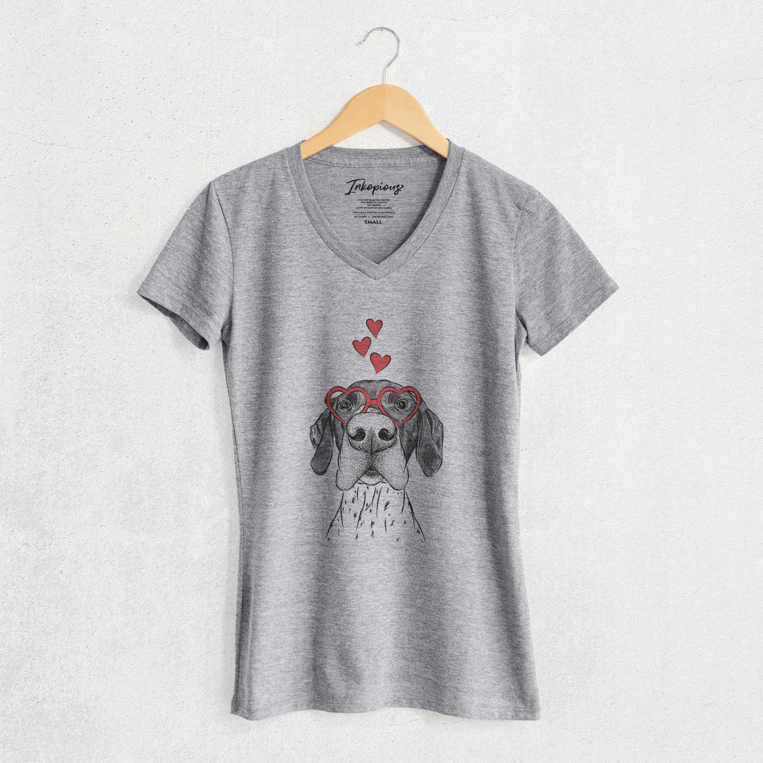 Valentine Booze the German Shorthaired Pointer - Women's V-neck Shirt