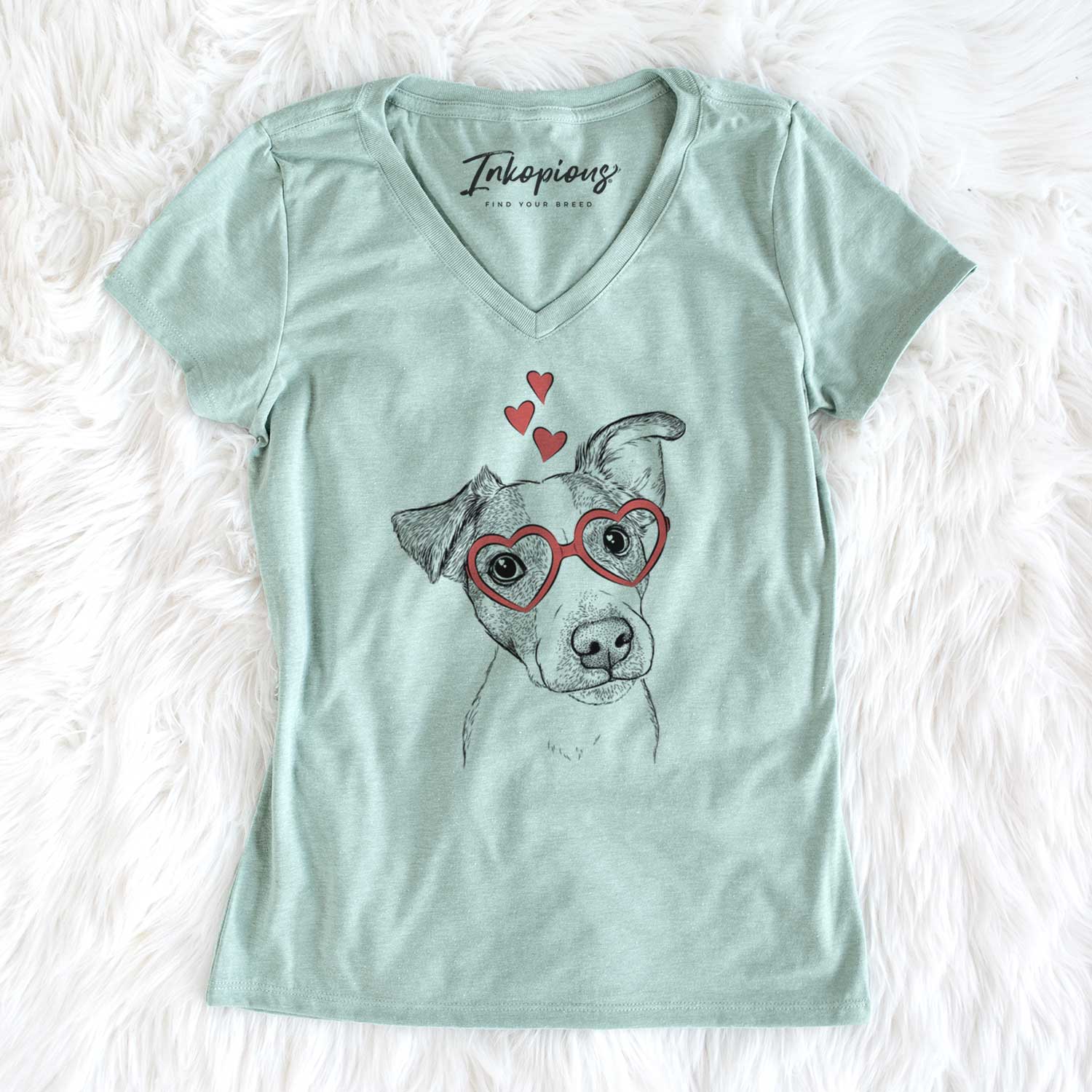 Valentine Bosse the Jack Russell Terrier - Women's V-neck Shirt