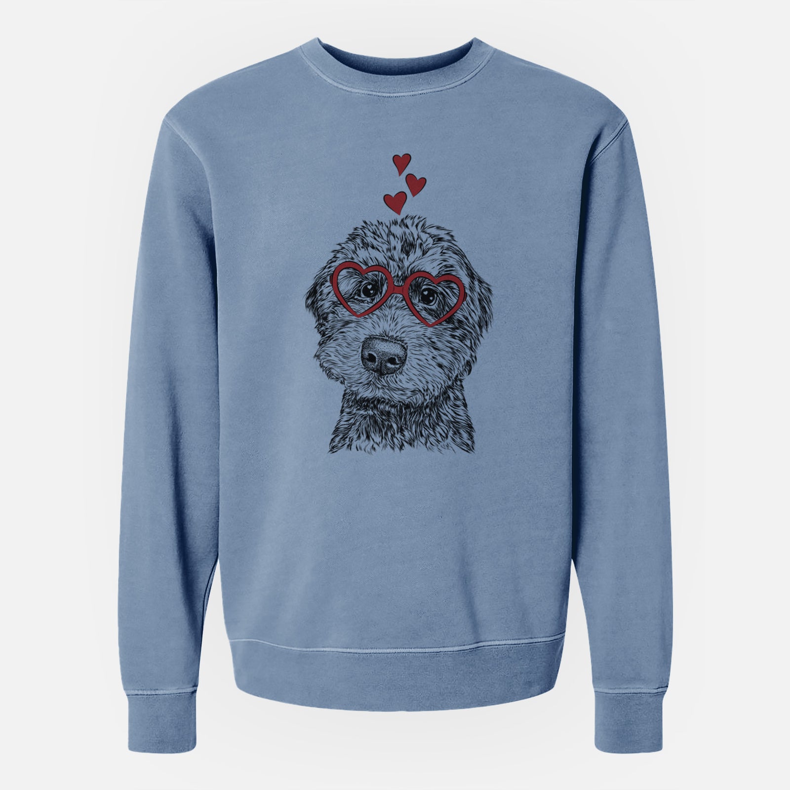 Valentine Bowser the Whoodle - Unisex Pigment Dyed Crew Sweatshirt